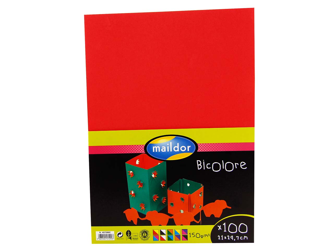 maildor Bastelkarton 150 g/m², sortierte Farben, 100 Blatt, DIN A4