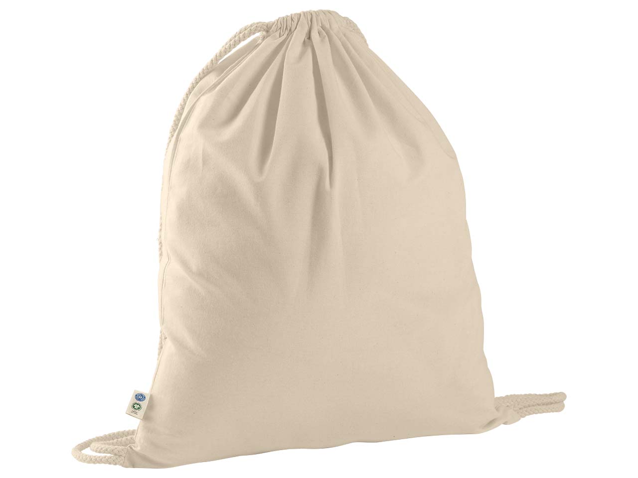 memo Bio-Baumwoll-Turnbeutel, mit Fairtrade-Siegel, natur , groß, 38 x 46 cm