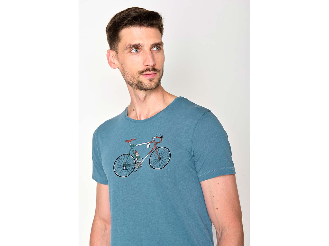 GREENBOMB Bio-Herren-T-Shirt "Bike Enzo" mit Rundhalsausschnitt, sloppy blue, Gr. M