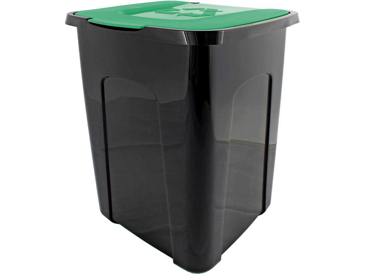 Mülleimer mit Klappdeckel, schwarz/grün, 50 l