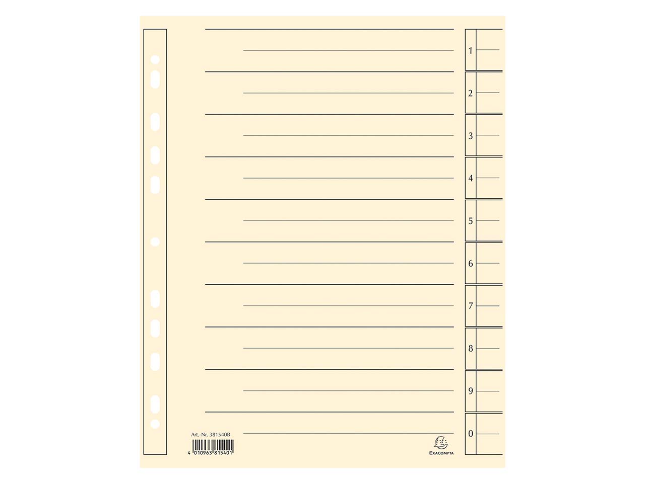 100 Exacompta Trennblätter aus Recyclingkarton, elfenbein, DIN A4