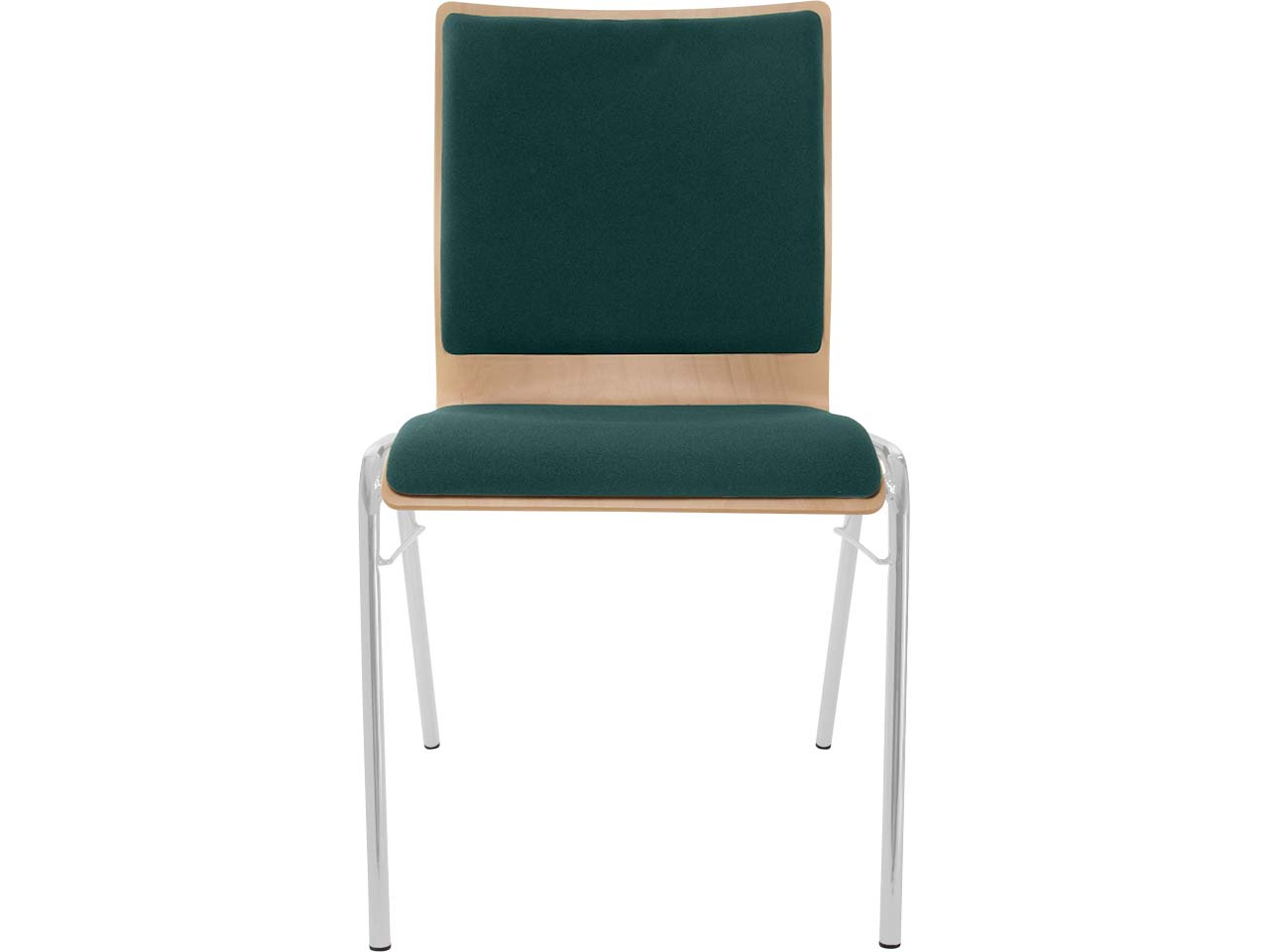 Besucherstuhl "A45" Buche lackiert, Gestell silber, Steg, Sitz- und Rückenpolster dunkelgr