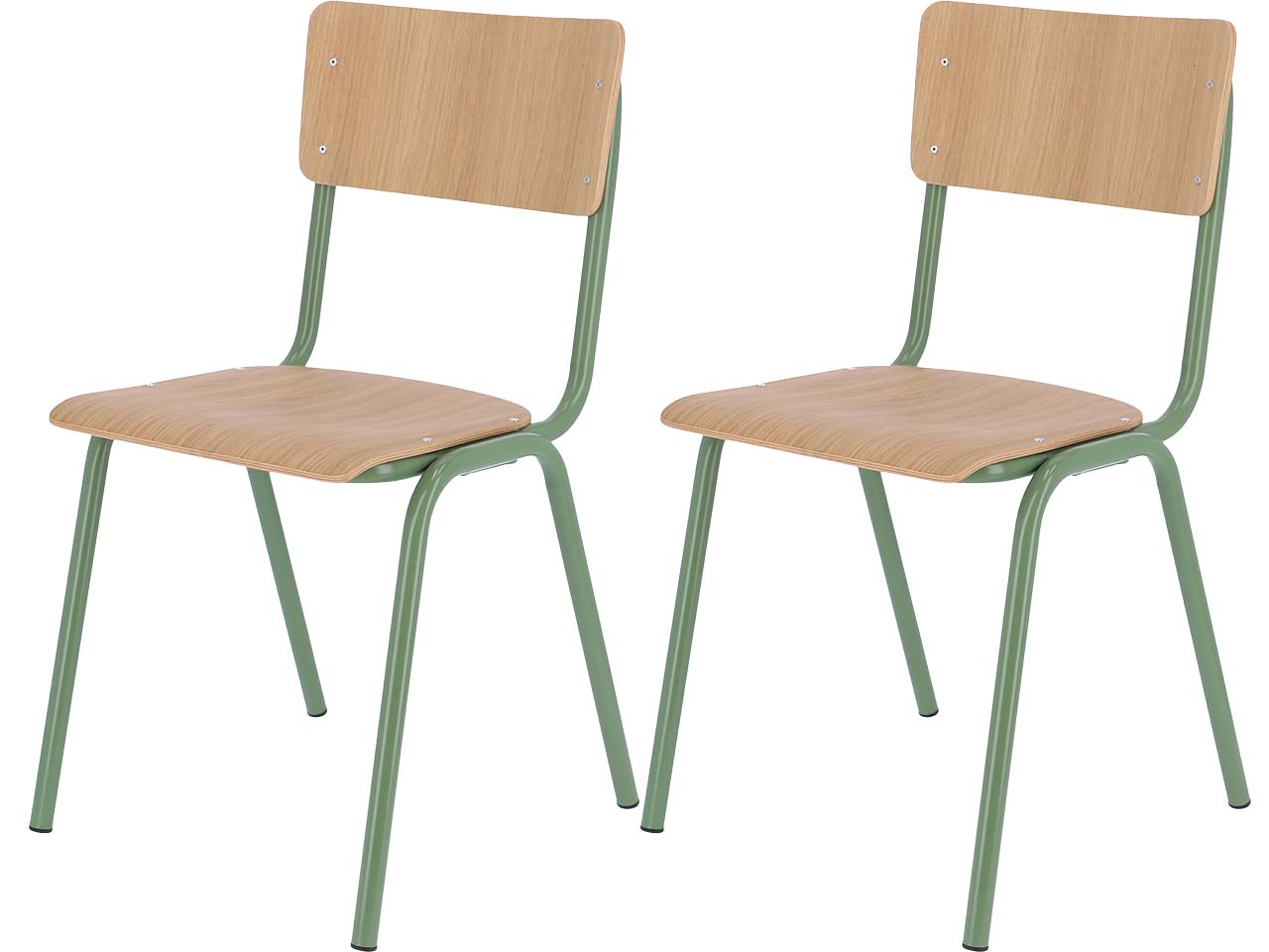 Jan Kurtz 2 Besucherstühle "Zero" Eiche, Gestell salbeigrün