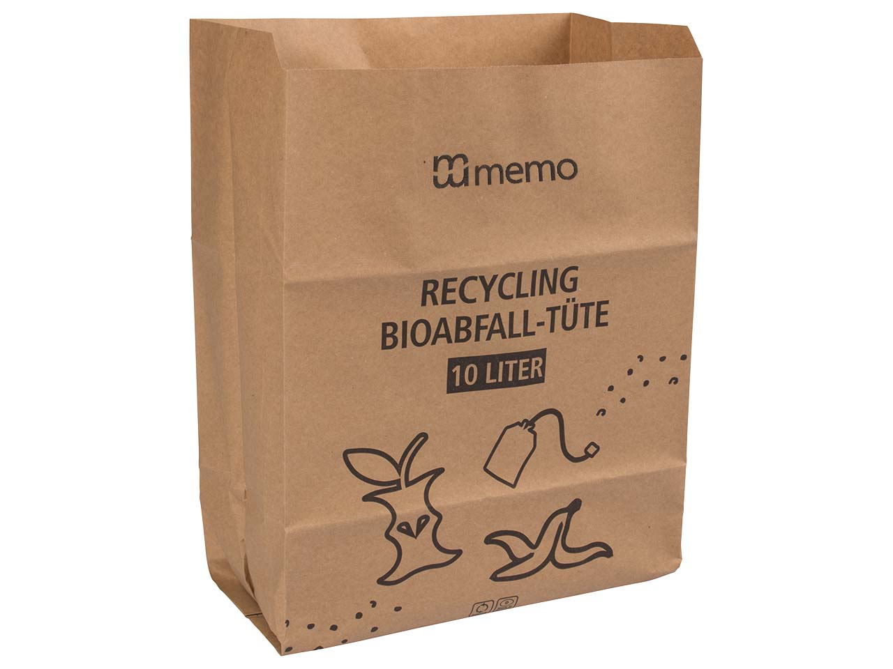 10 memo Bioabfall-Kompostbeutel aus Recyclingpapier 10 l, 23 x 13 x 34 cm