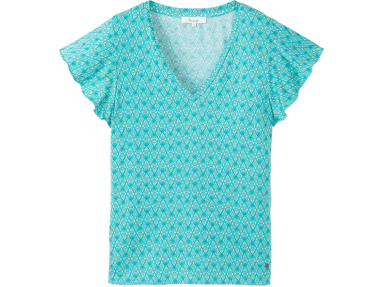 tranquillo Bio-Damen-T-Shirt mit Volant-Ärmel, lagoon, Gr. S