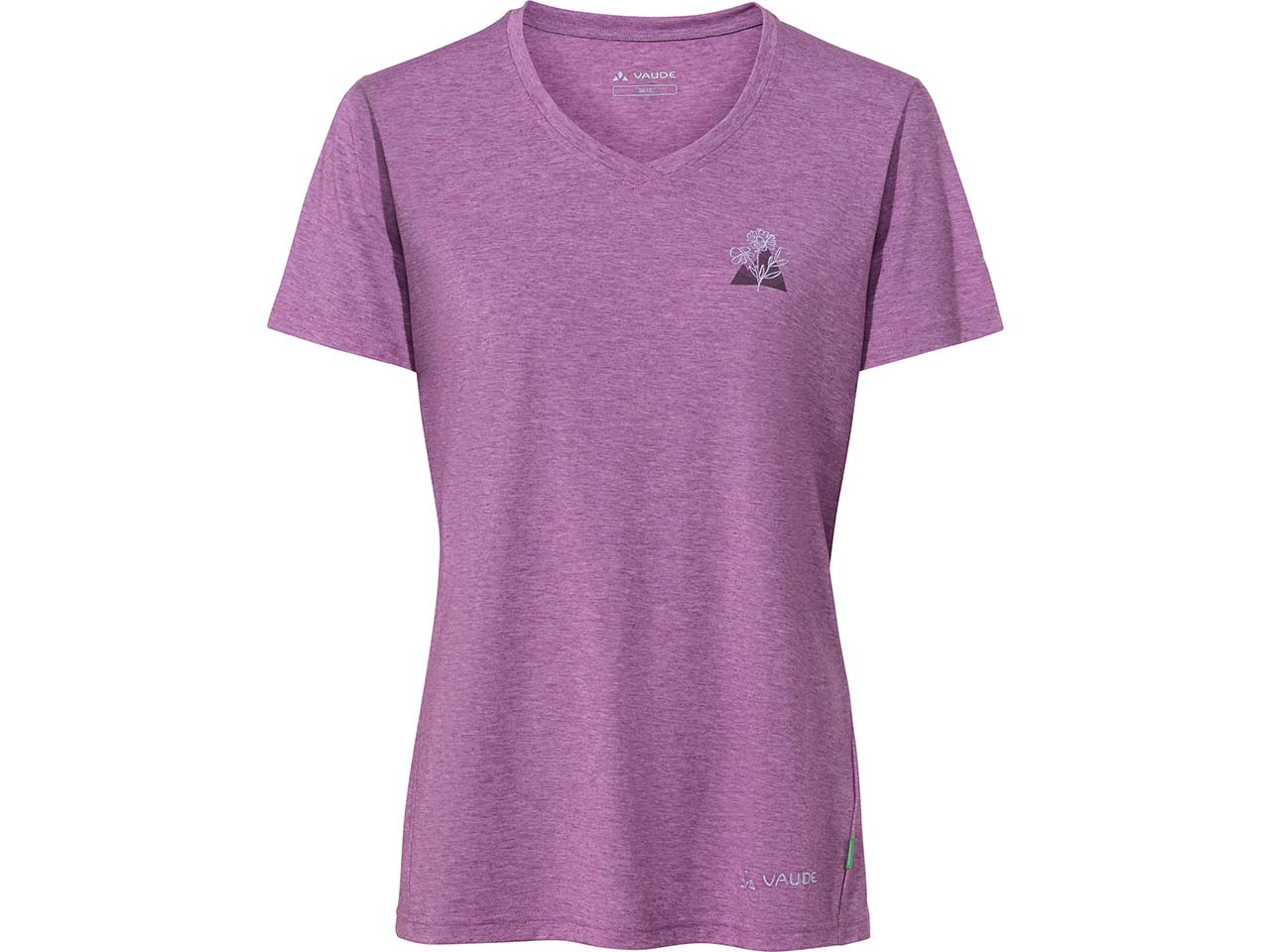 VAUDE Damen-T-Shirt "Skomer Print III" mit V-Ausschnitt, magenta, Gr. 38