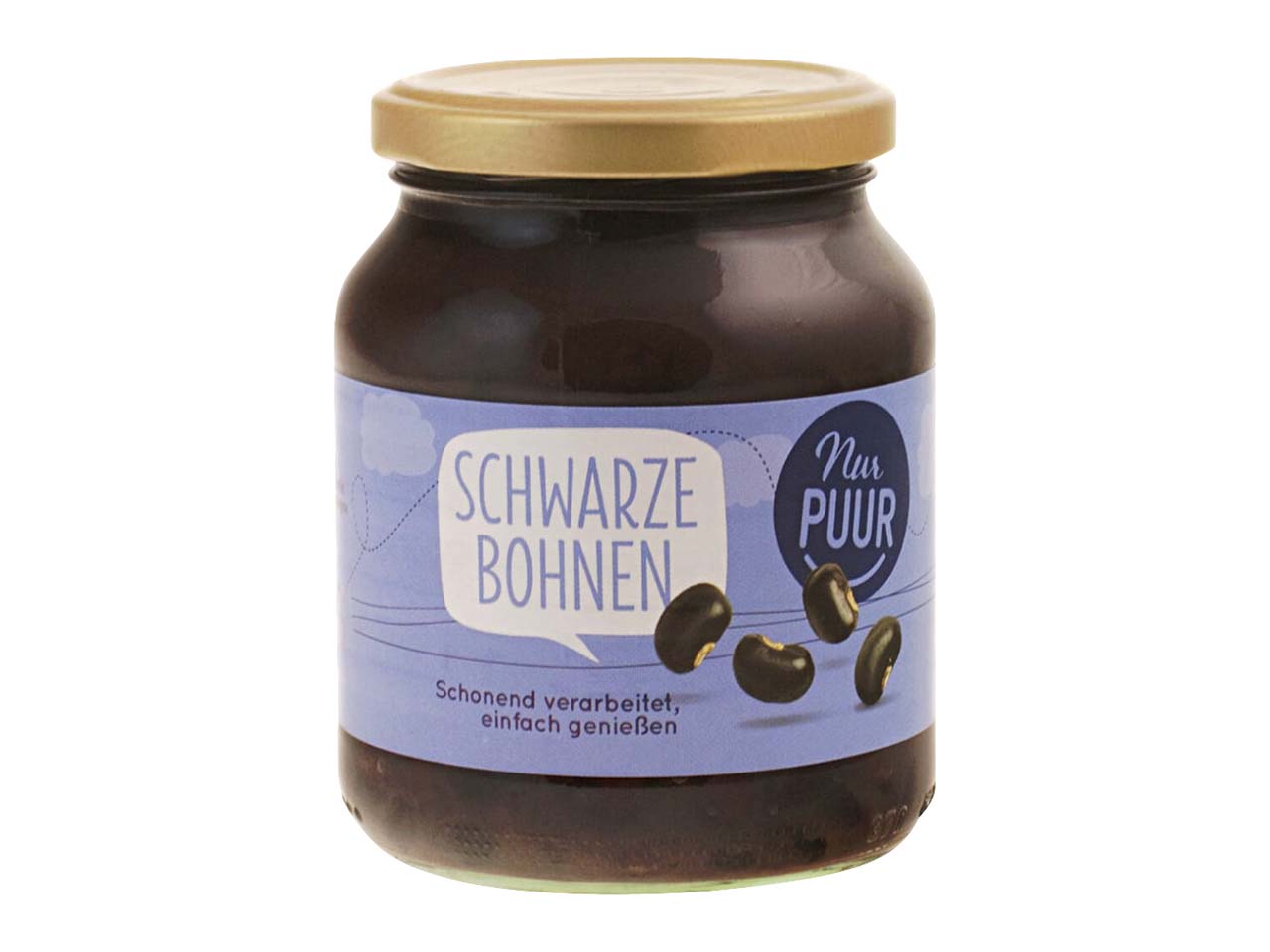 Nur PUUR Schwarze Bio-Bohnen im Glas, 350 g