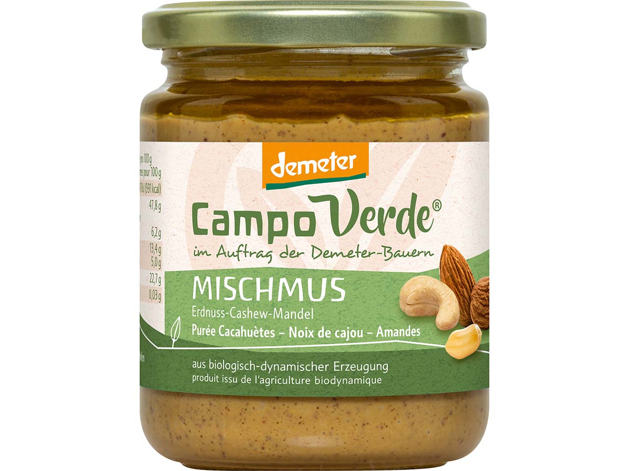 Campo Verde Bio-Mischmus Erdnuss-Cashew-Mandel, 250 g
