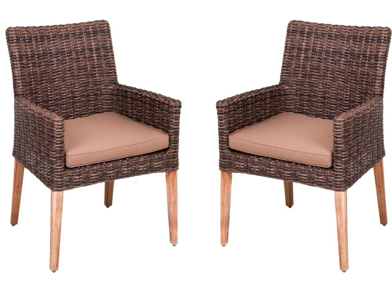 2er Pack Gartensessel "NORVELL" Alu, Akazie geölt, Auflage hellbraun