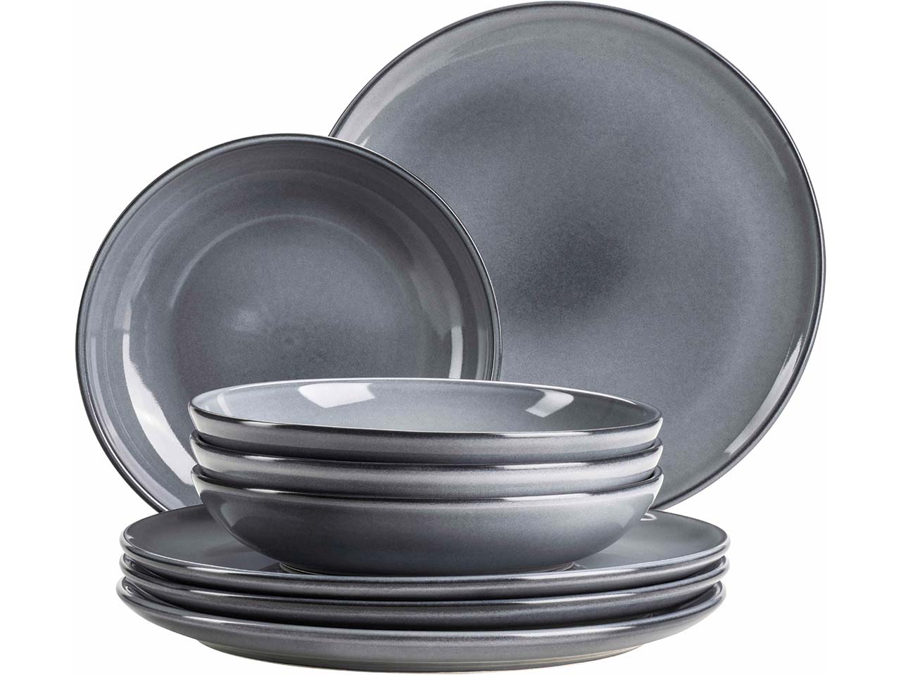 Mäser Tafelservice 8-tlg. "Livio" Steinzeug, grau
