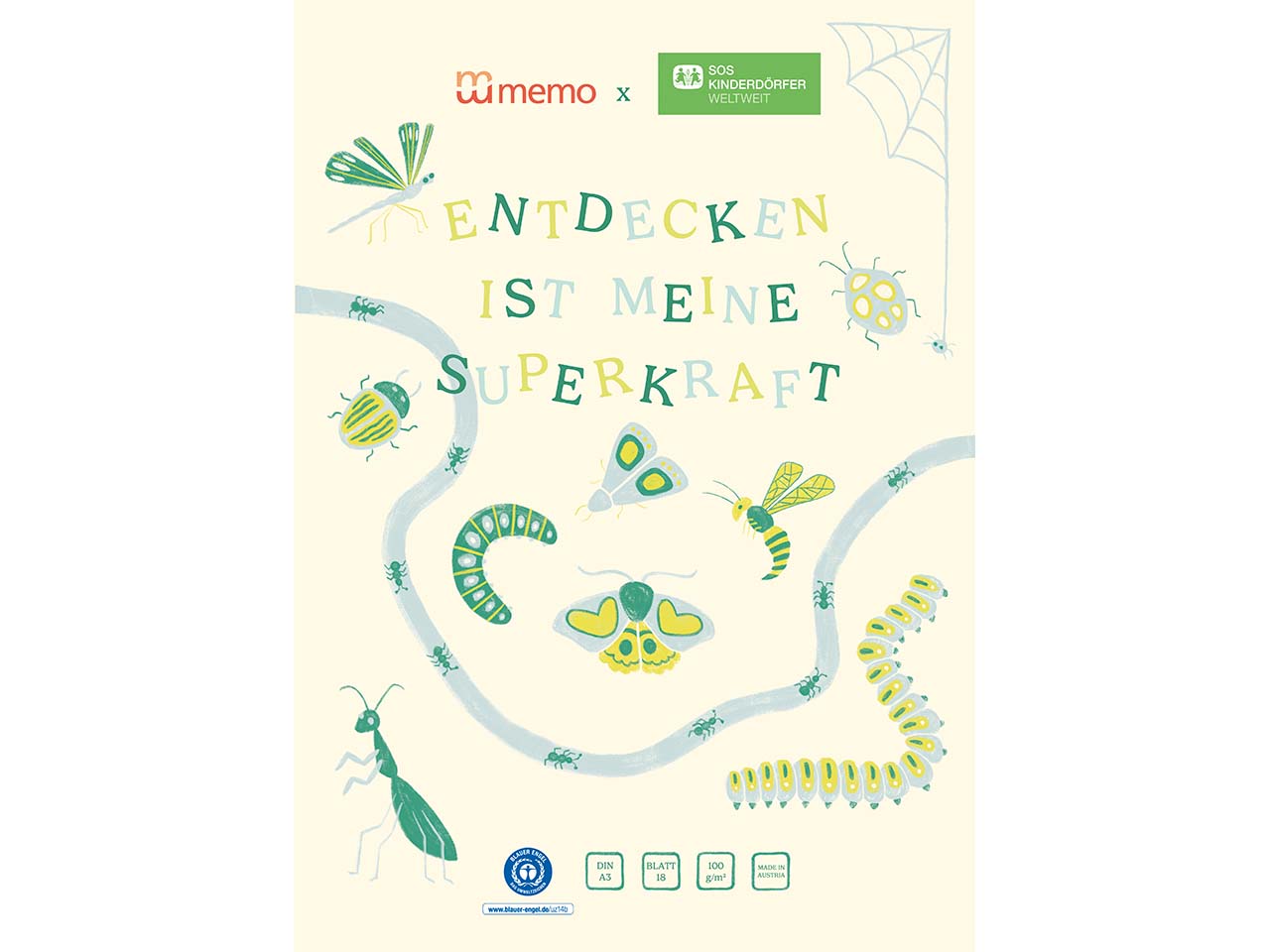 memo x SOS-Kinderdörfer weltweit Zeichenblock DIN A3, 18 Blatt