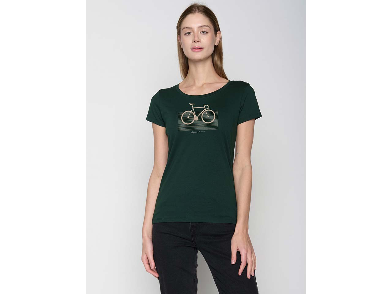 GREENBOMB Bio-Damen-T-Shirt 'Streak' mit Rundhalsausschnitt, dark forest, Gr. L