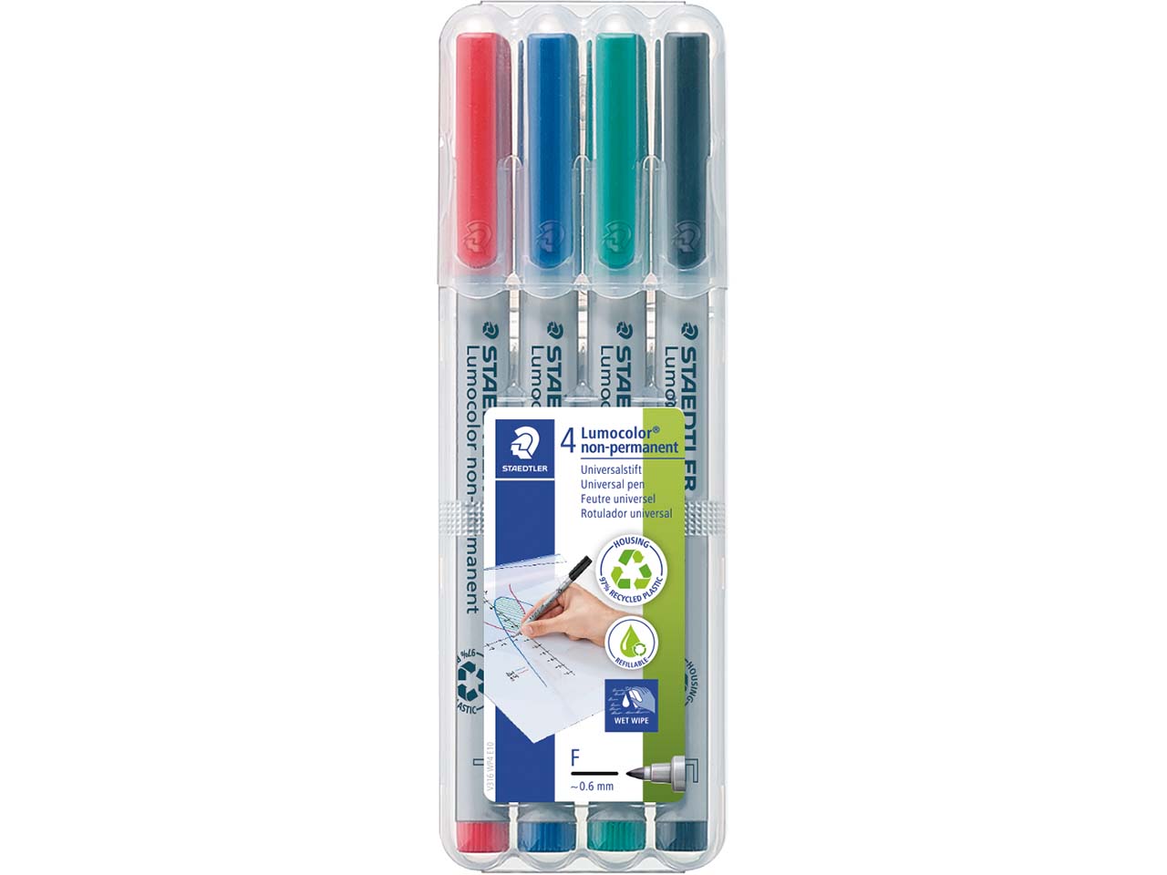 4 STAEDTLER Universalstifte 'Lumocolor 316' fein sortierte Farben, wasserlöslich