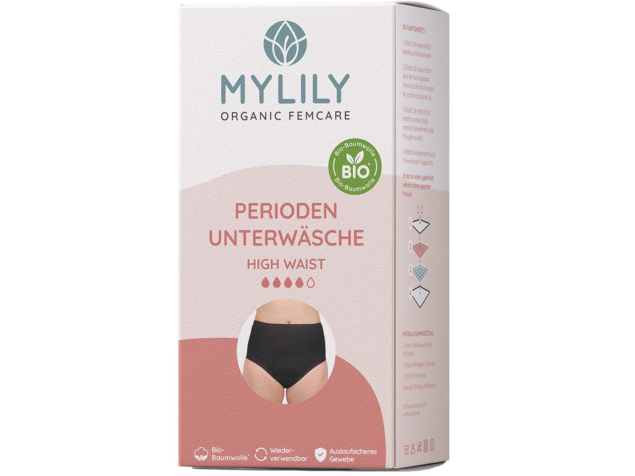 MYLILY Periodenunterwäsche, High Waist, schwarz, Gr. XS