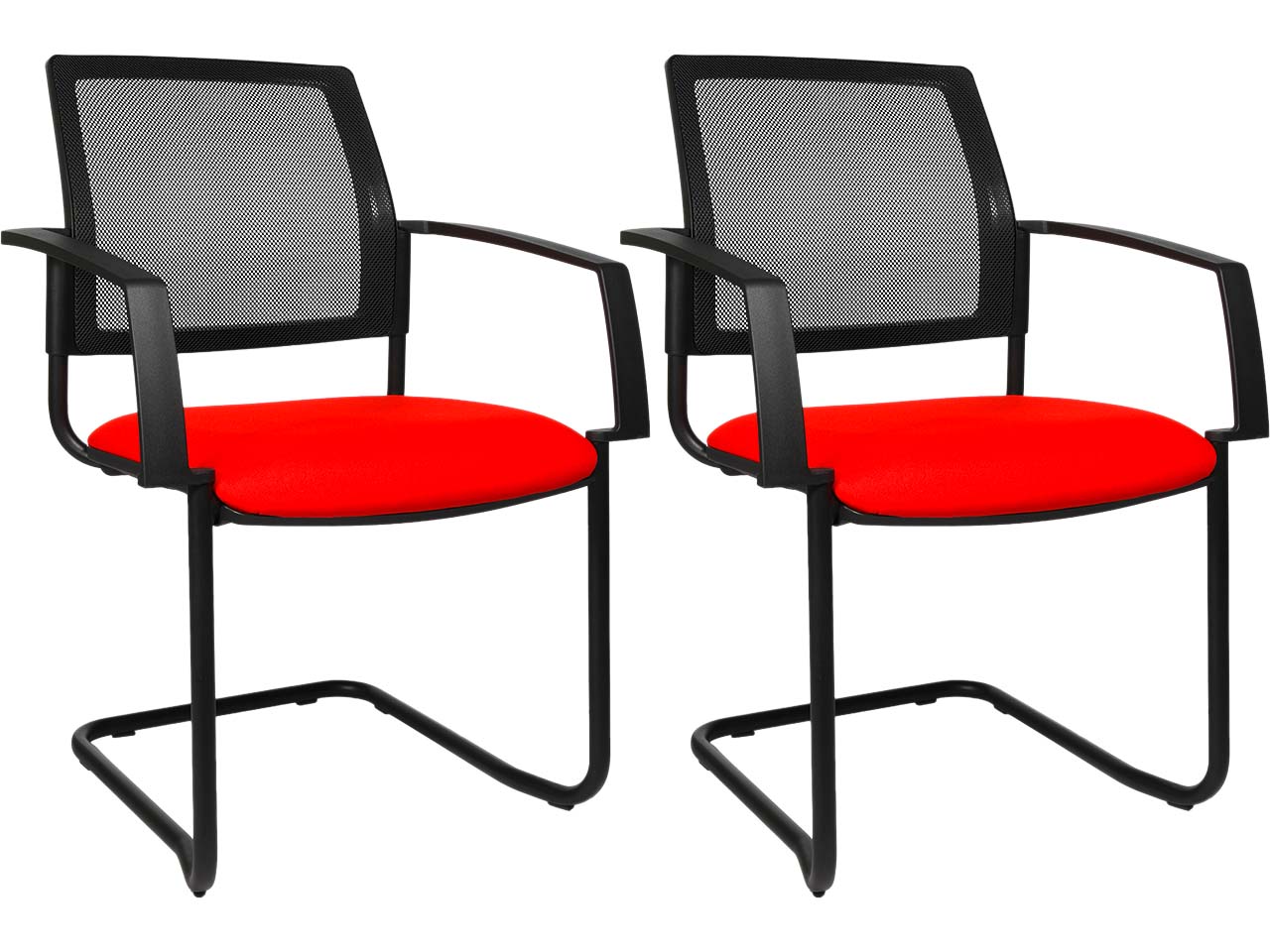 Topstar Freischwinger "BtoB 20" mit Armlehnen Netzrücken rot, 2 Stk.