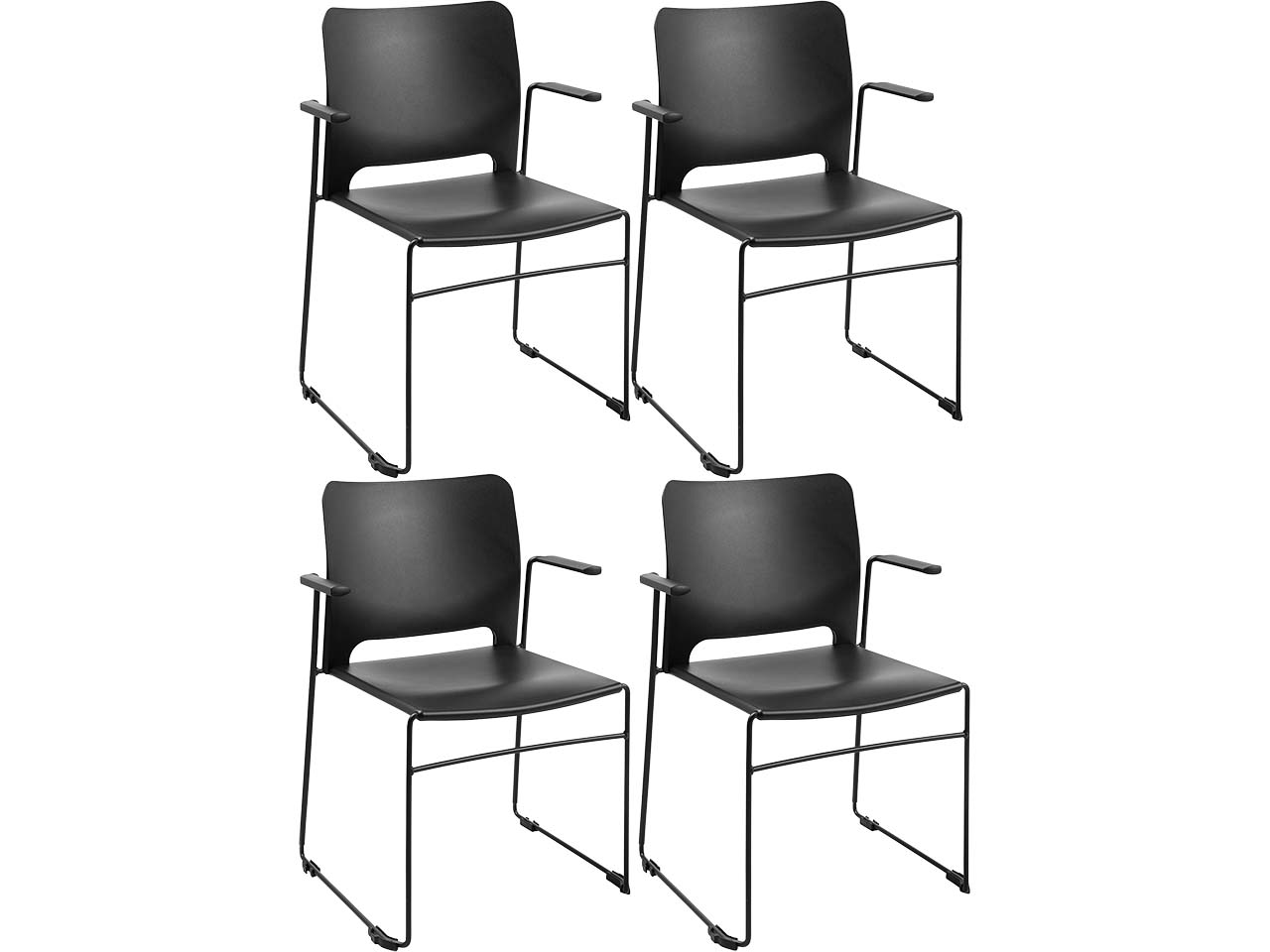 Topstar 4 Besucherstühle "VISIT LINE" mit Armlehnen, schwarz