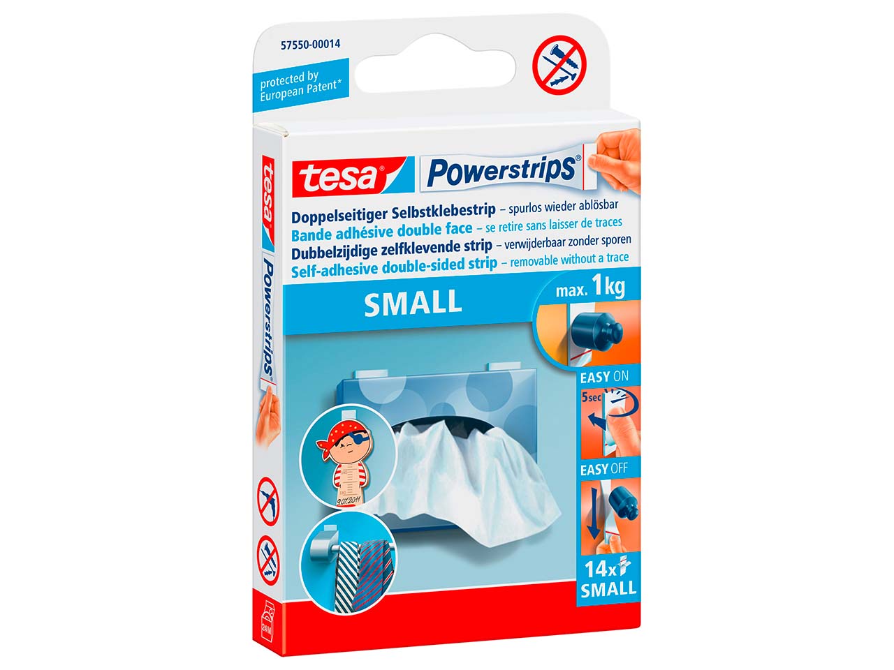 tesa Doppelseitige Selbstklebestrips 'Powerstrips' small, 14 Stk.