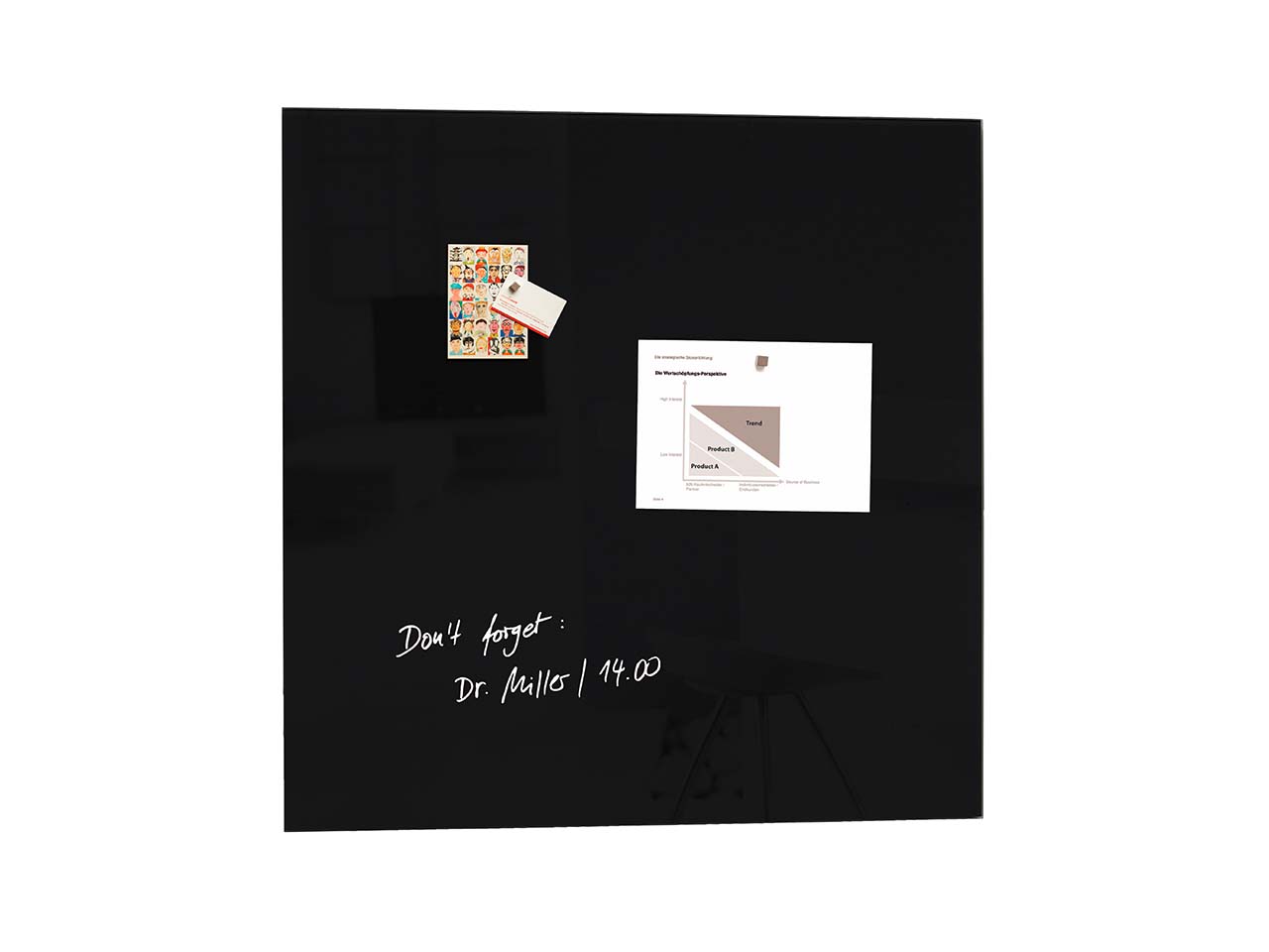 Sigel Glas-Magnettafel 'artverum' 100 x 100 cm, schwarz