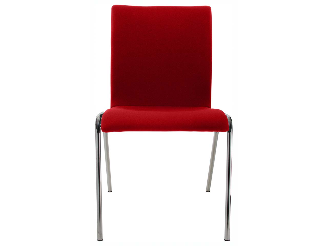 Besucherstuhl "A45" Buche, Gestell verchromt, Vollpolster rot