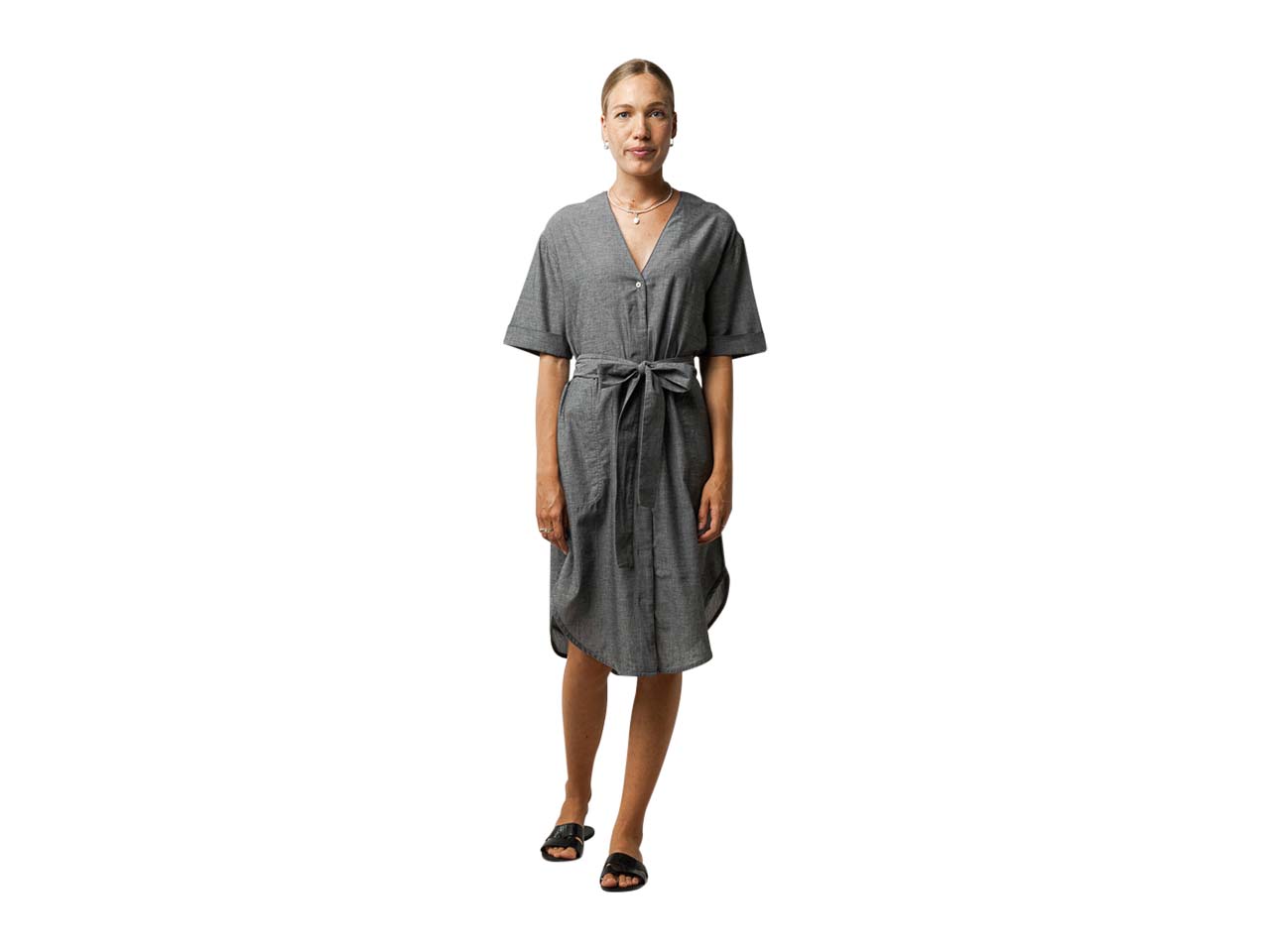 MELA Bio-Damen-Blusenkleid "KAREENA" grau melange, Gr. S