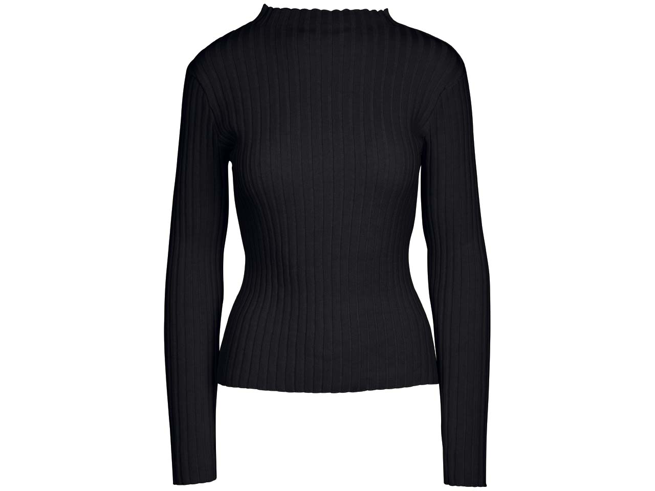 MELA Bio-Damen-Strickpullover 'NAMARI' mit kurzem Stehkragen, schwarz, Gr. M