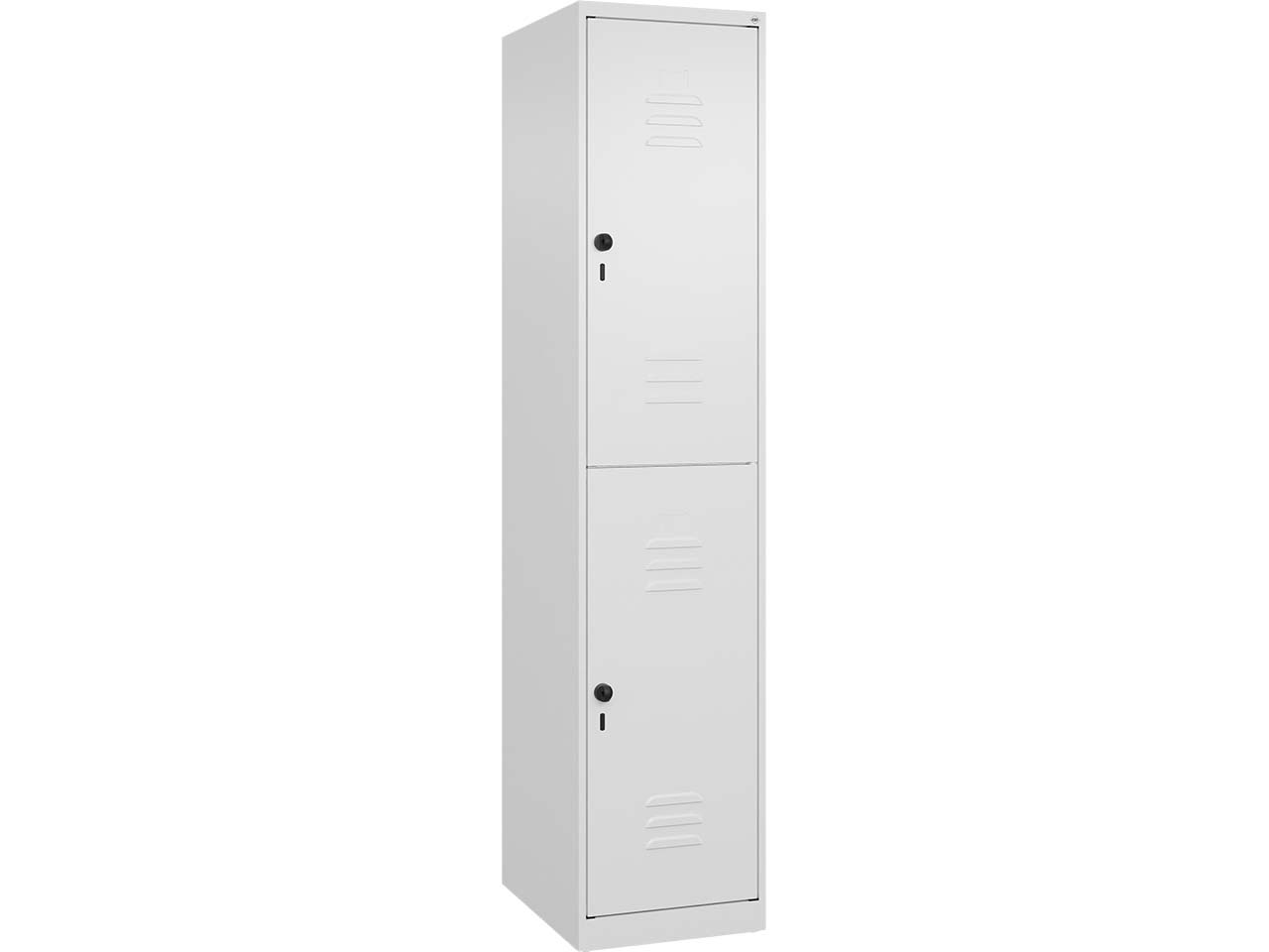 C+P Doppelstock-Spind Classic PLUS, 2 Fächer, 1850x400x500mm, Verkehrsweiß/Verkehrsweiß