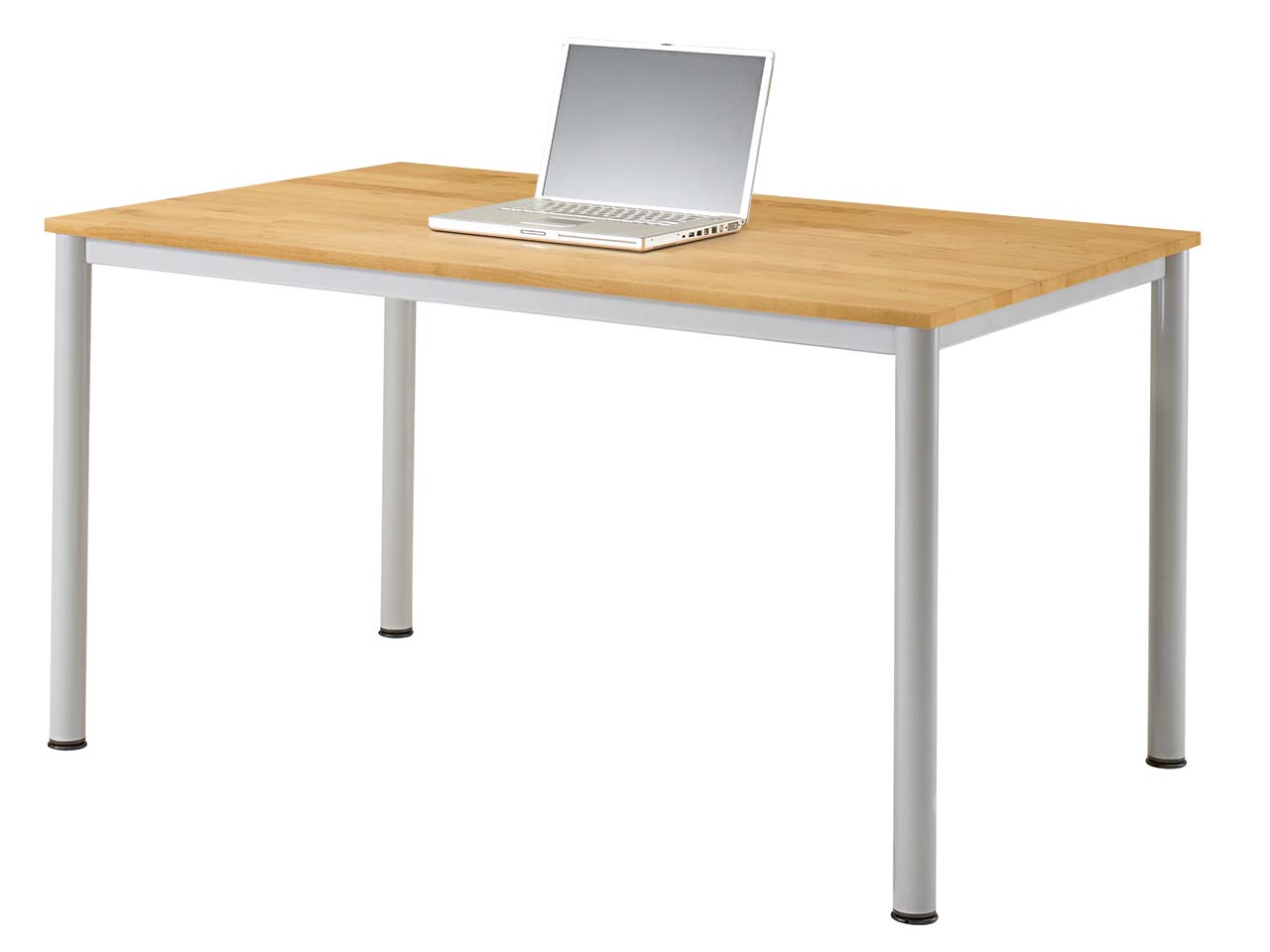 Schreibtisch "CONTACT Base" höheneinstellbar, 120 x 80 cm, silber, Buche geölt