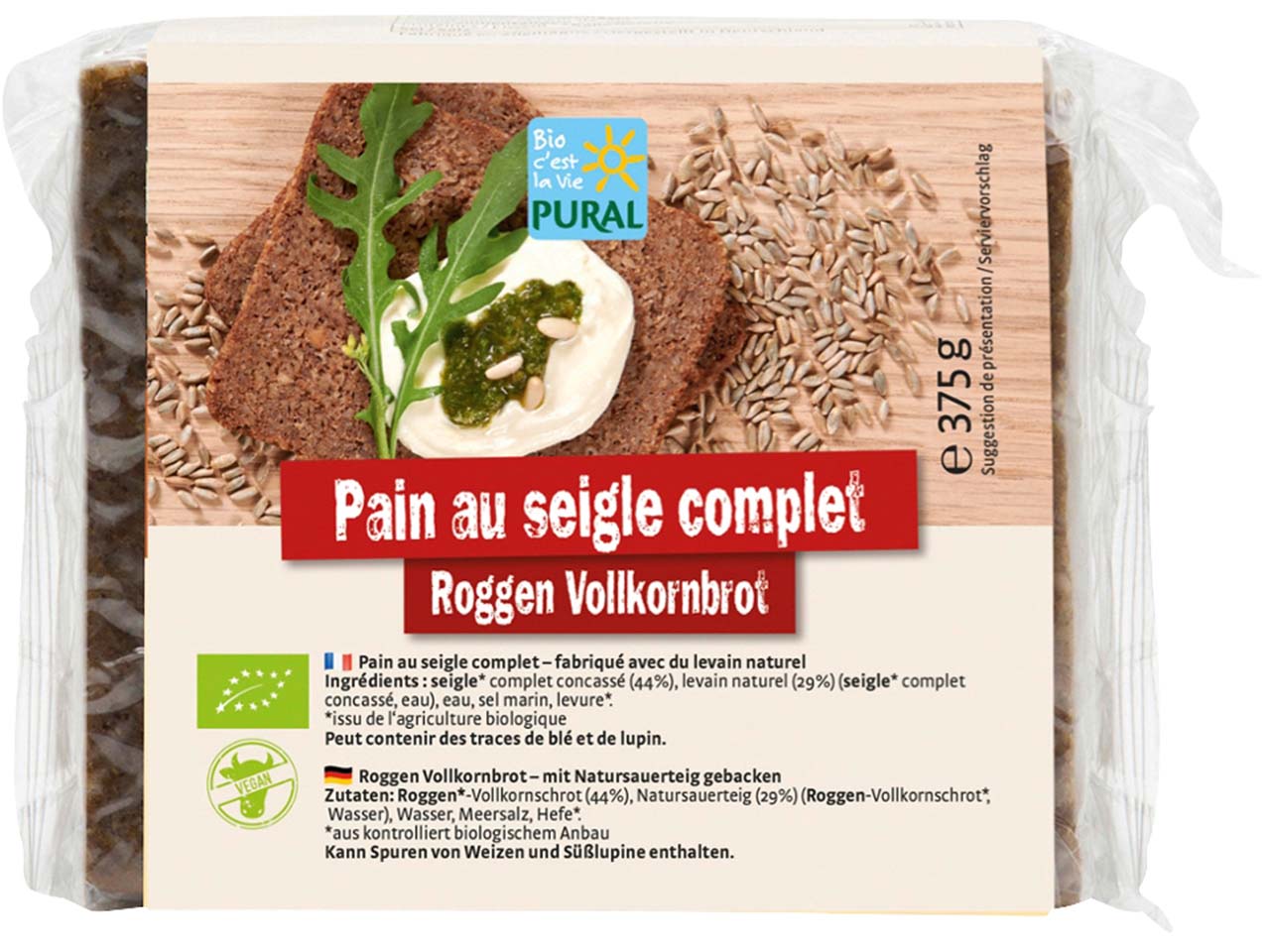 PURAL Bio-Roggen Vollkornbrot, 375 g