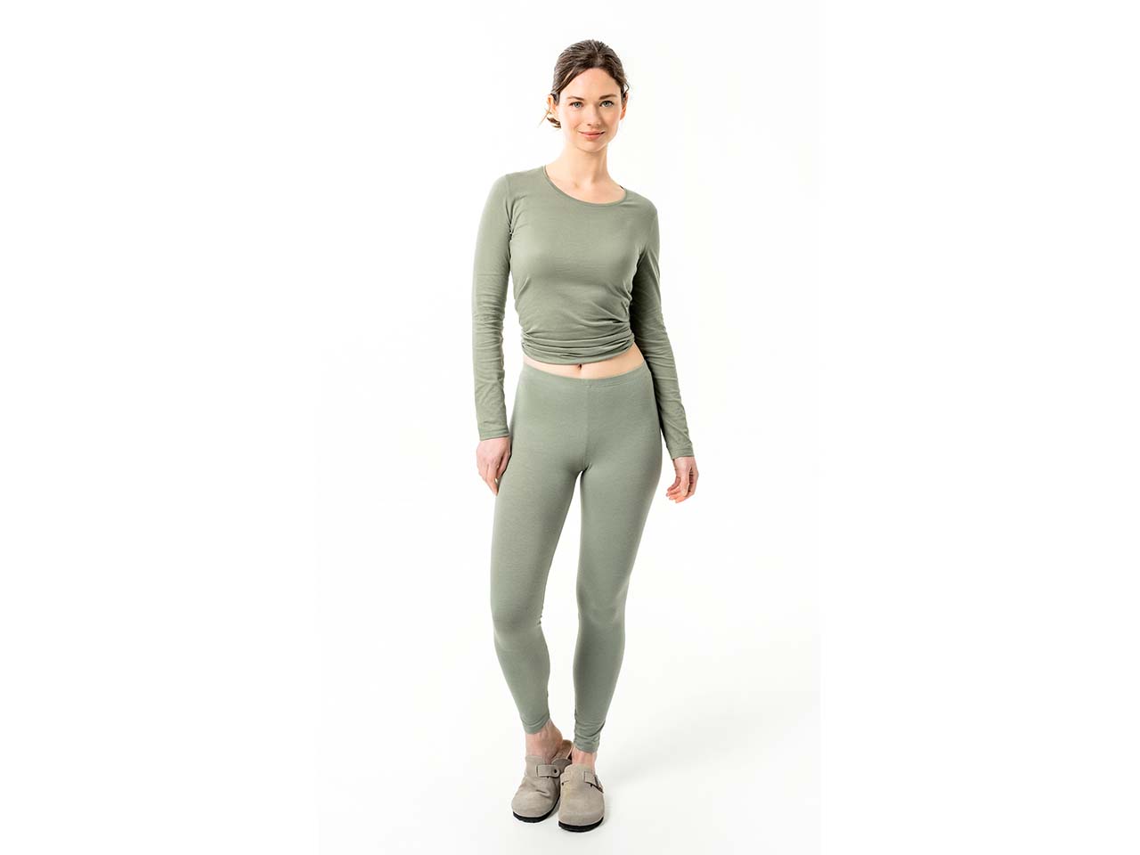Living Crafts Bio-Damen-Leggings 'ANNEDORE', fog green, Gr. M