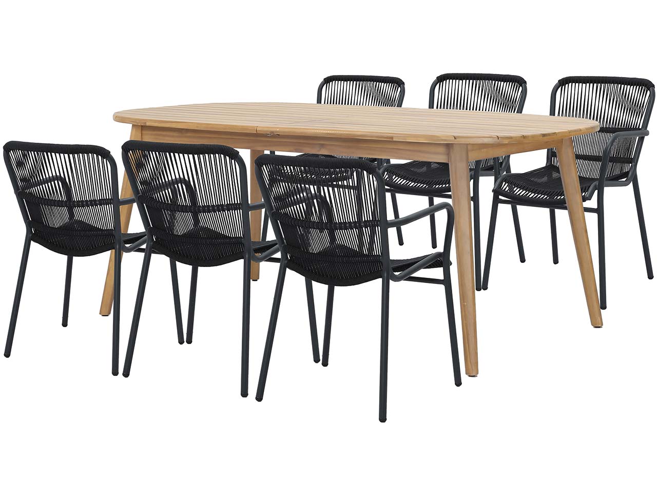 Gartenmöbel-Set "Siena & Ives", 7-teilig, 6 Stühle, Tisch 100 x 180/240 cm, anthracite