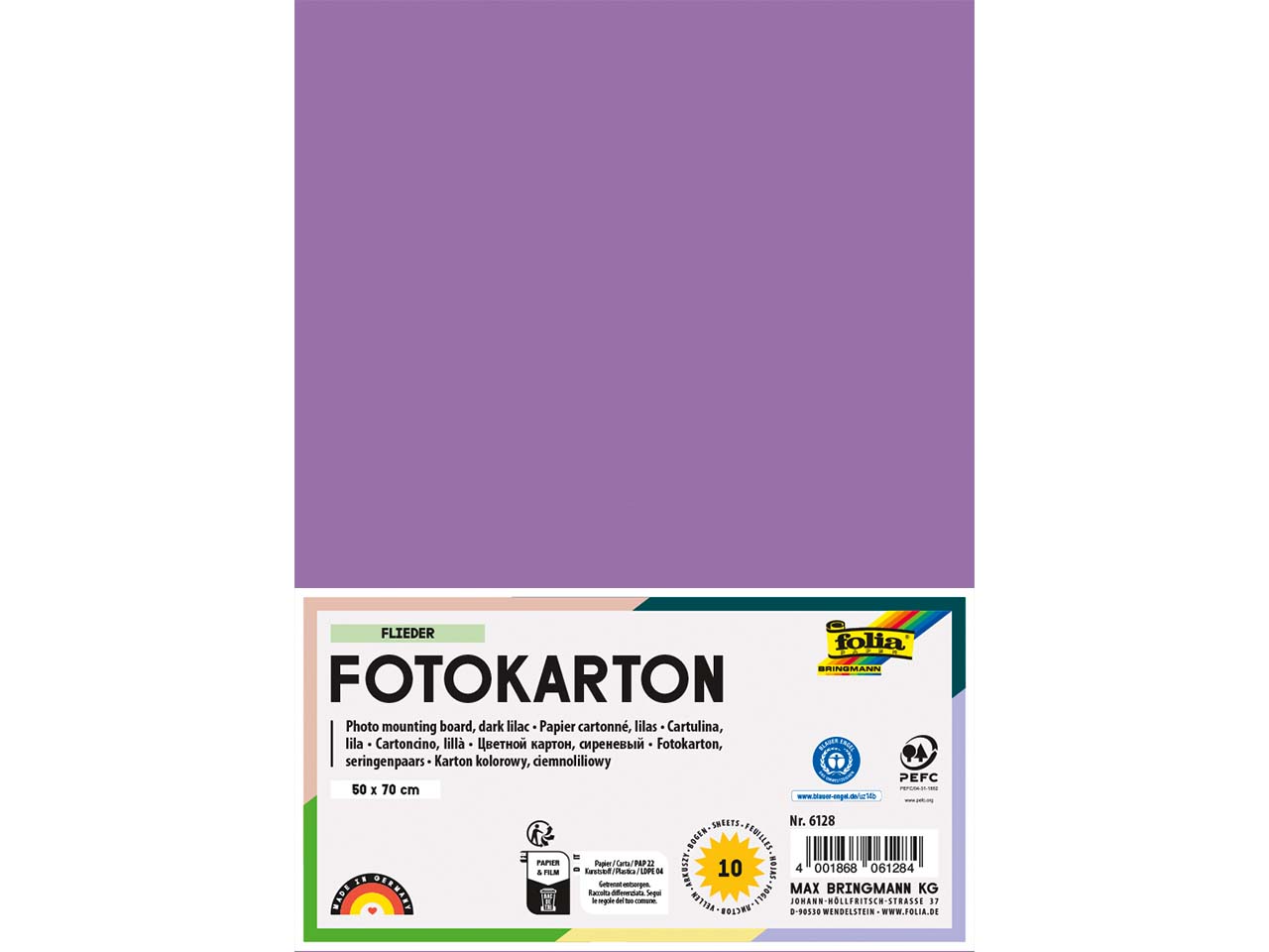 folia Fotokarton, 300 g/m², 50 x 70 cm, 10 Bogen, flieder
