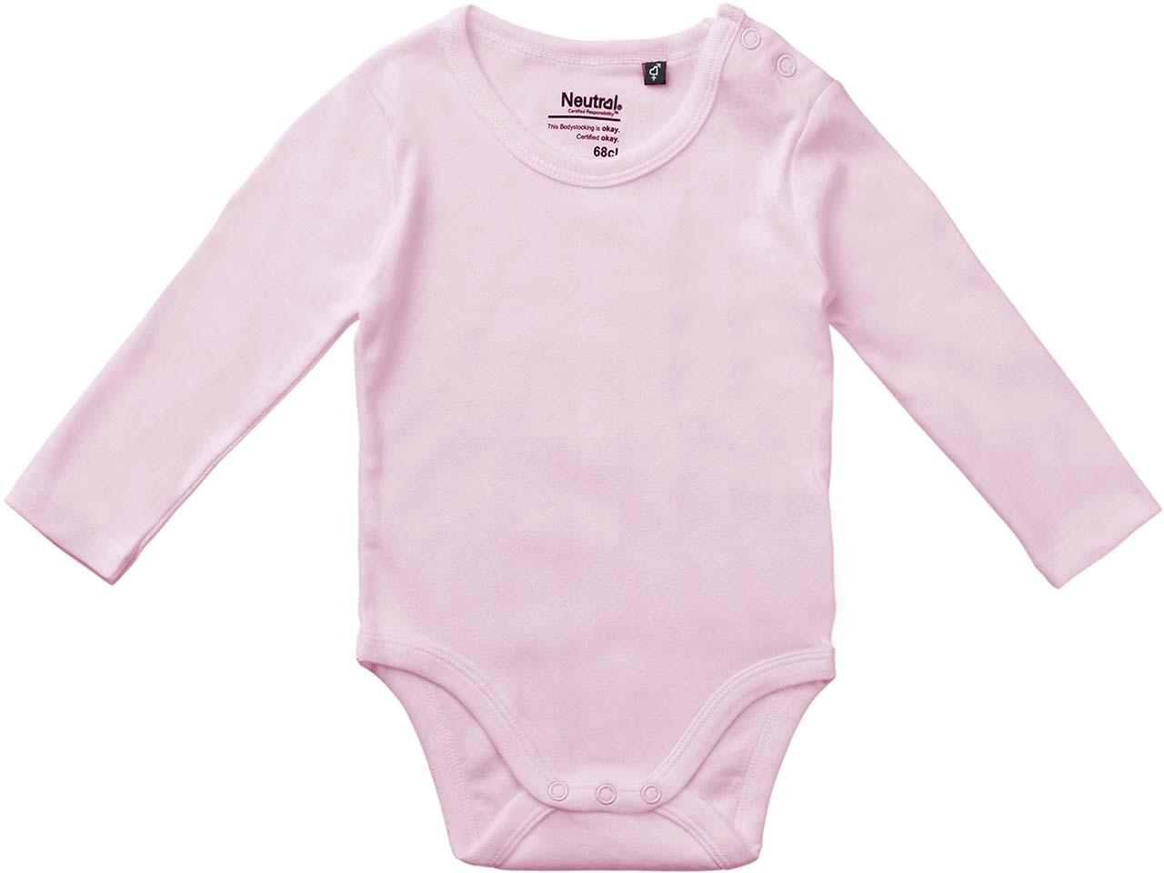 Neutral Bio-Baby-Langarmbody mit Metalldruckknöpfen an der Schulter, light pink, Gr. 86