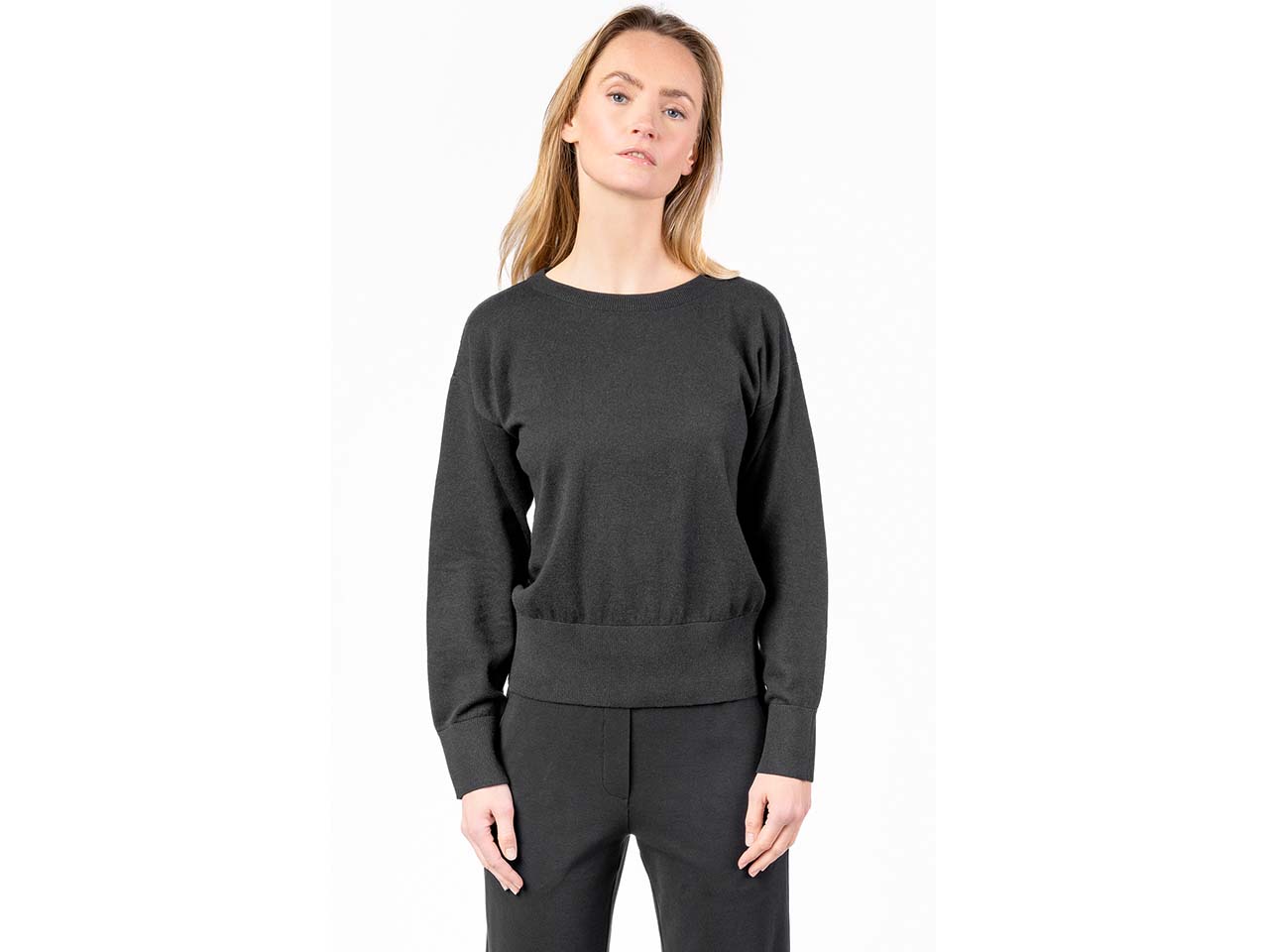 Living Crafts Bio-Damen-Pullover 'UNDINE' mit Rippbündchen, black, Gr. L
