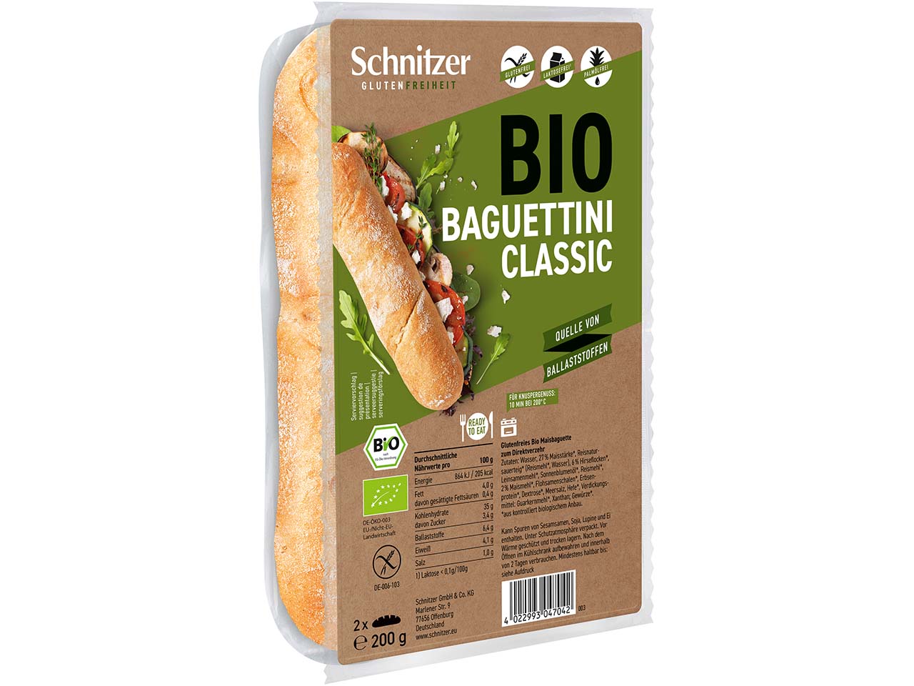 Schnitzer Bio-Baguette 'Baguettini Classic', 2er-Pack, glutenfrei, 200 g