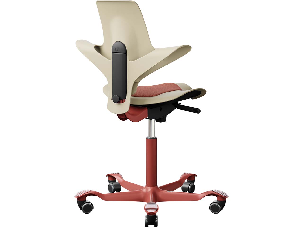 HAG Bürodrehstuhl"Capisco Puls 8010"Gestell:blush rose/sand,Stoff:"Mainline Flax"brick red
