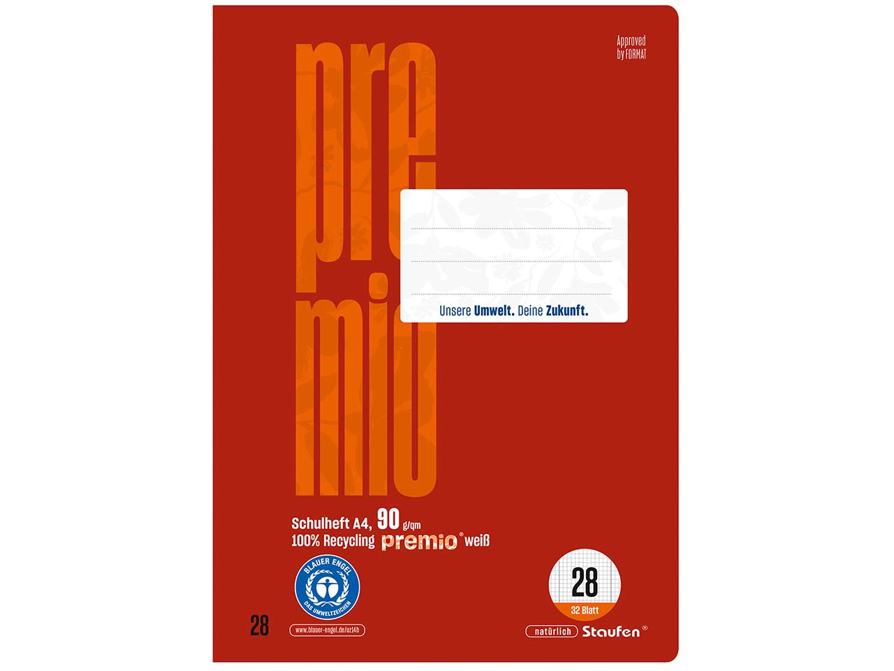 Staufen "Premio" Doppelschulheft DIN A4, 90g/m², Lineatur 28