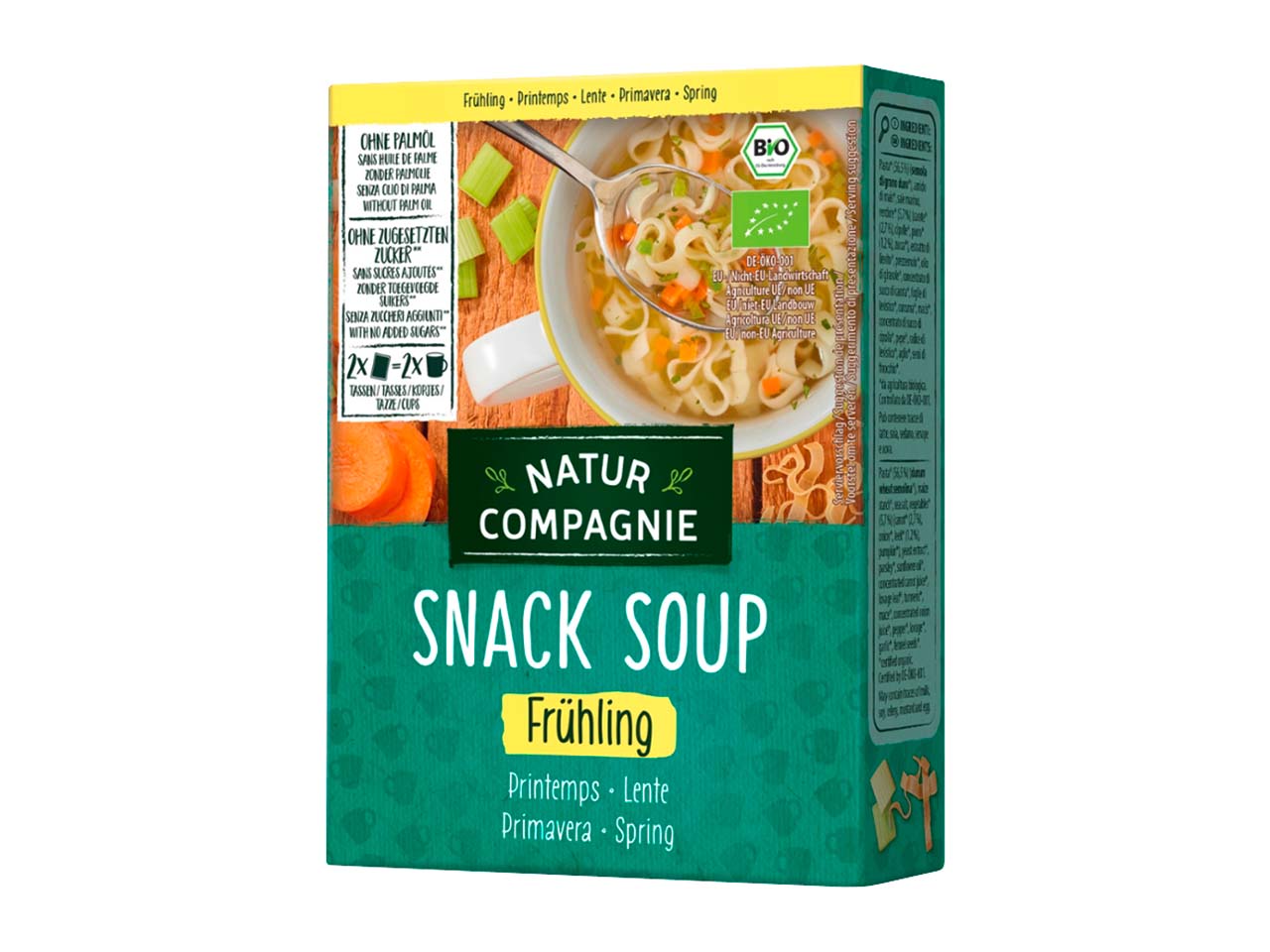 Natur Compagnie Bio-Nudelsuppe mit Gemüse "Snack Soup", Frühling, 2 x 17 g