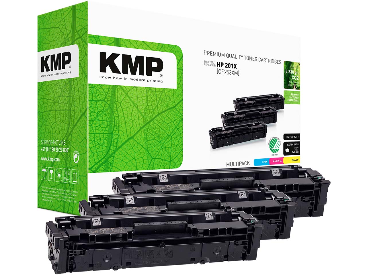 KMP Druckkassette ersetzt hp CF253XM, Nr. 201X cyan, magenta, gelb 3er-Set