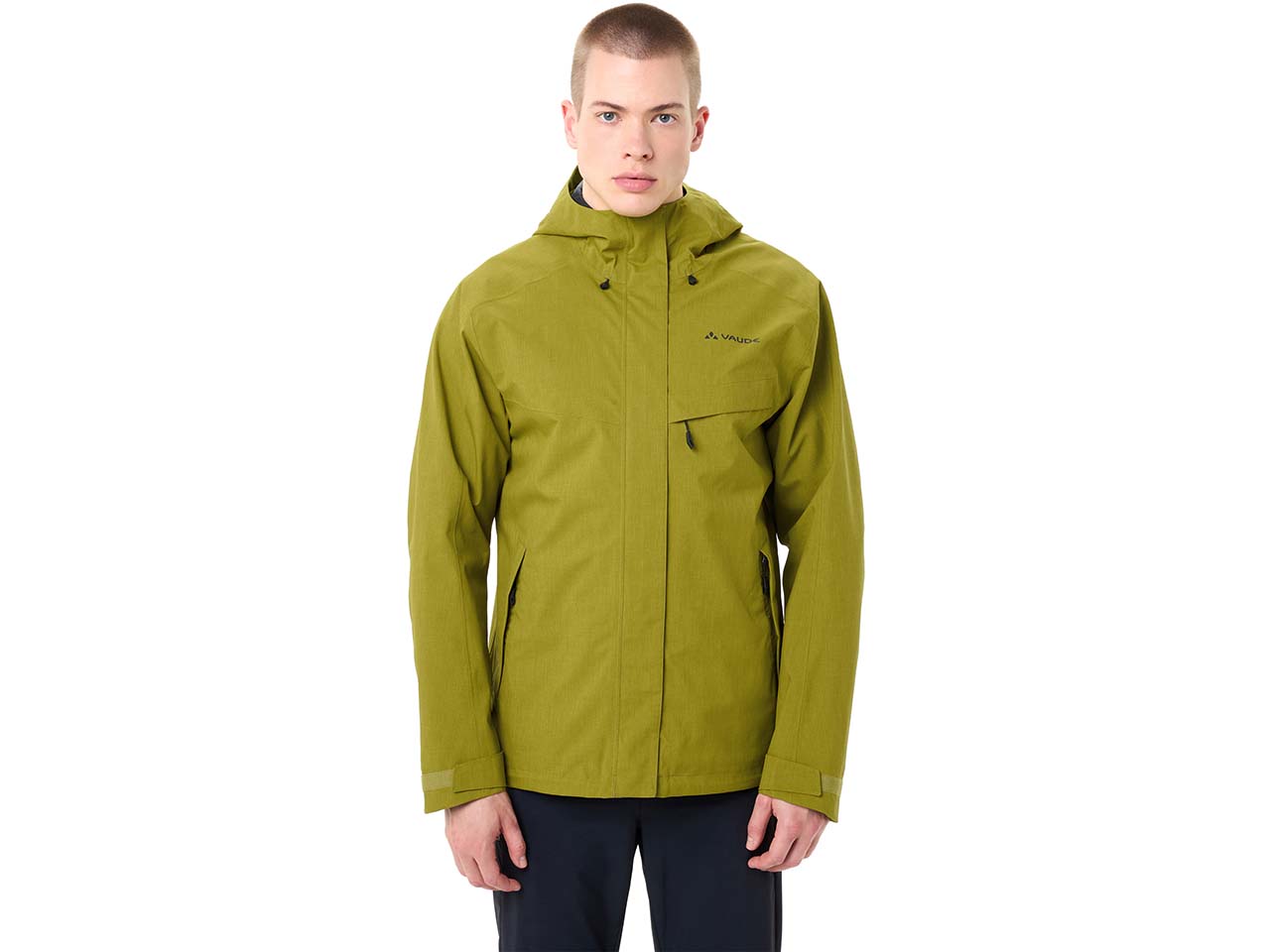 VAUDE Herren-Regenjacke 'Rosemoor II' mit weitenregulierbarer Kapuze, dark leaf, Gr. M