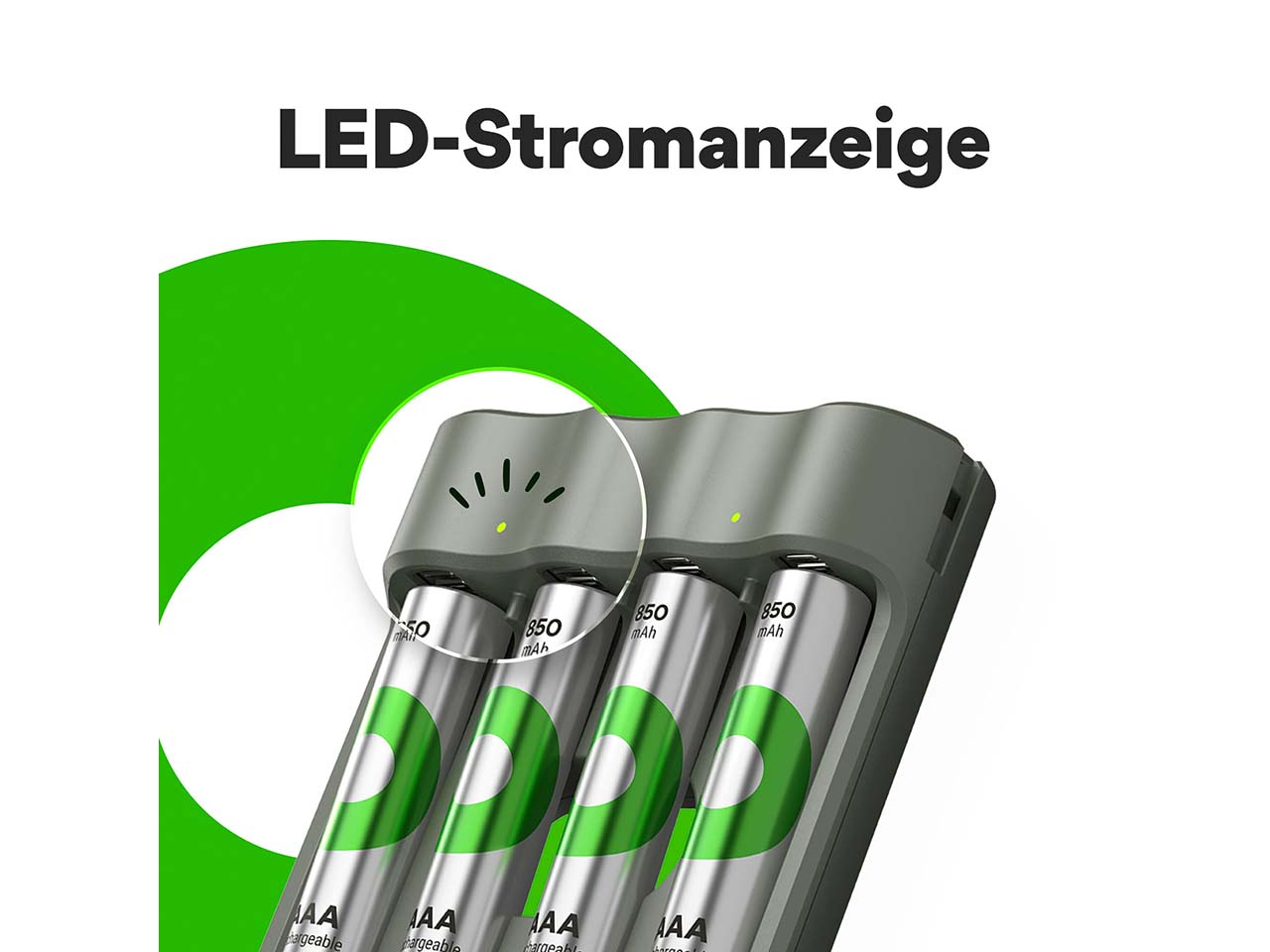 GP Battery USB Ladegerät "B441U" inkl. 4 x AAA mit je 850 mAh