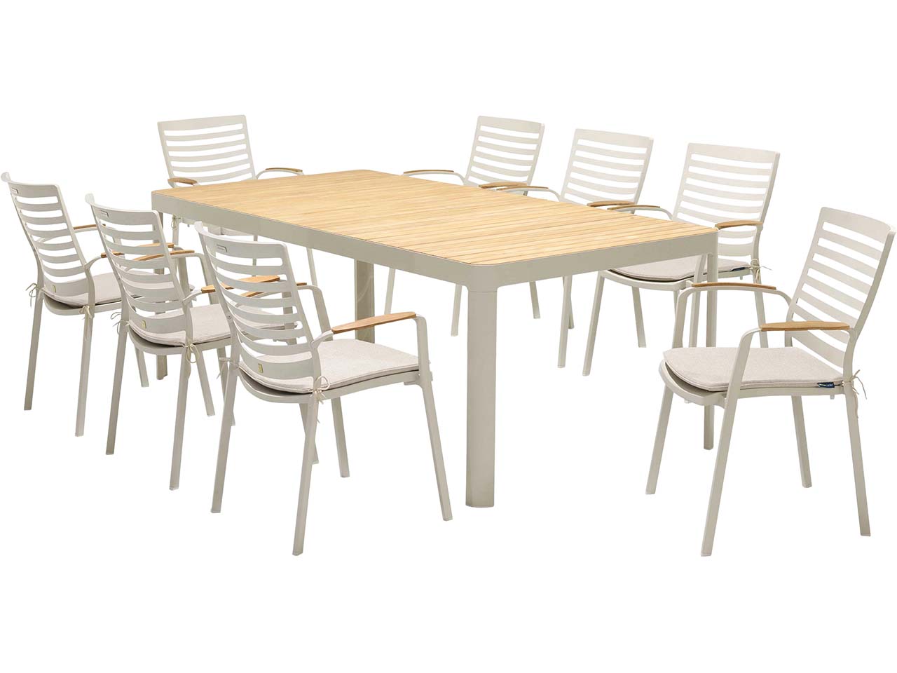 Gartenmöbel-Set "Portals" 8 Stühle, 1 Tisch 209 x 95, ecru
