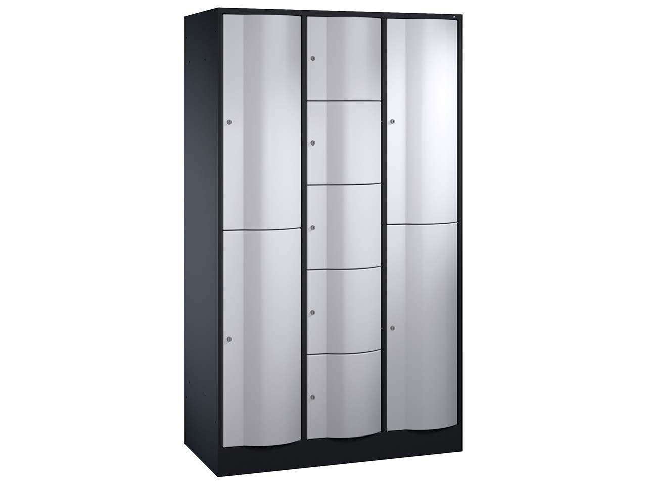 Kombi-Schließfachschrank an/si lxr, 2+5+2 Fächer