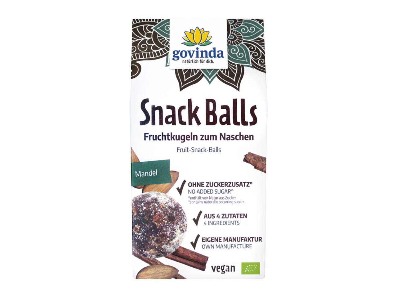 govinda Bio-Fruchtkugeln 'Snack Balls' Mandel, ohne Zuckerzusatz, 100 g