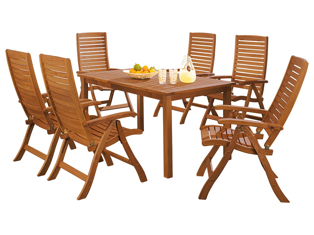 Gartenmöbel-Set 'Manja', 7-teilig, 6 Stühle, 1 Tisch 170/220 x 90 cm