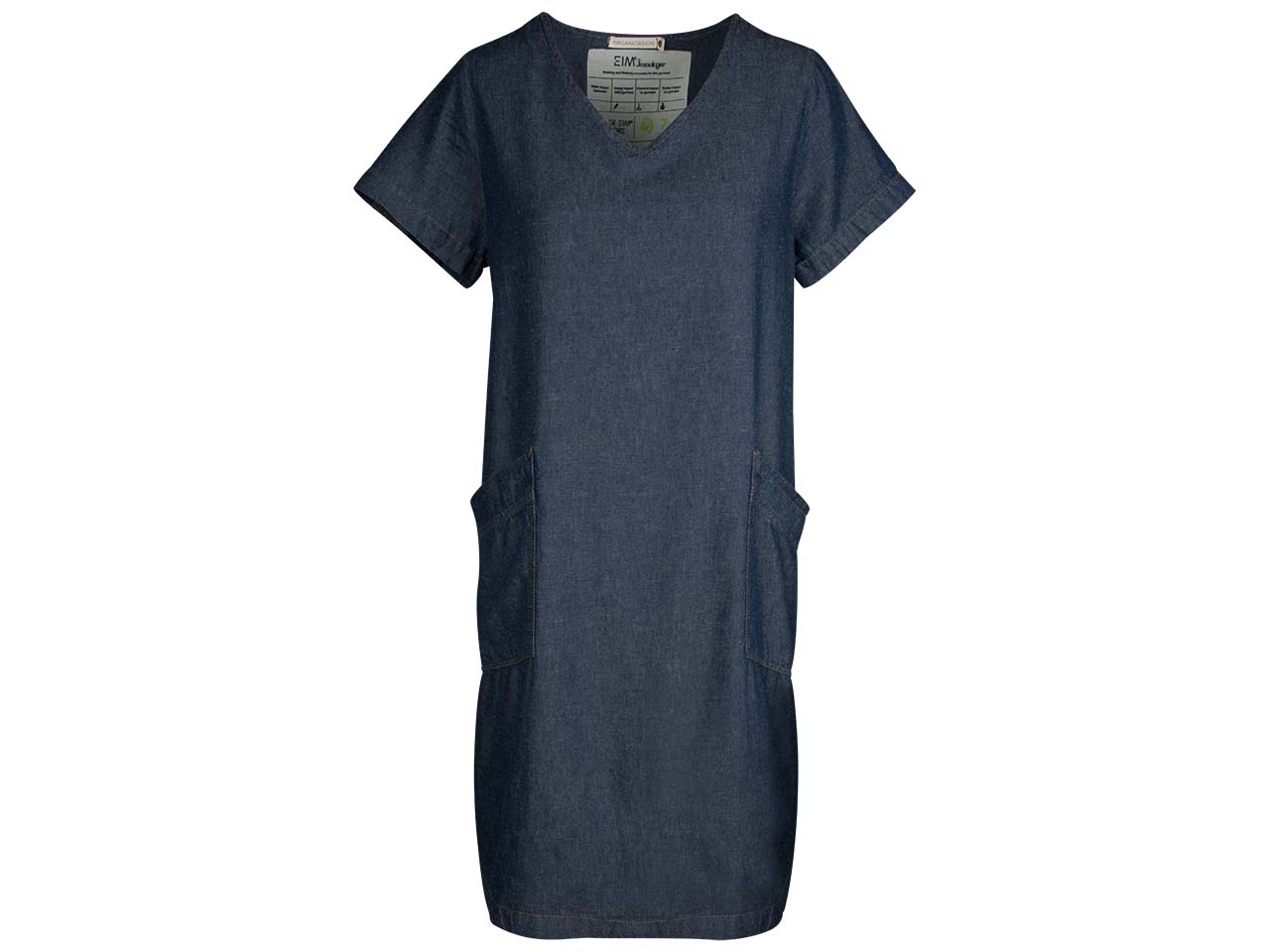 ORGANICATION Damen Jeanskleid mit V-Ausschnitt, save blue, Gr. S