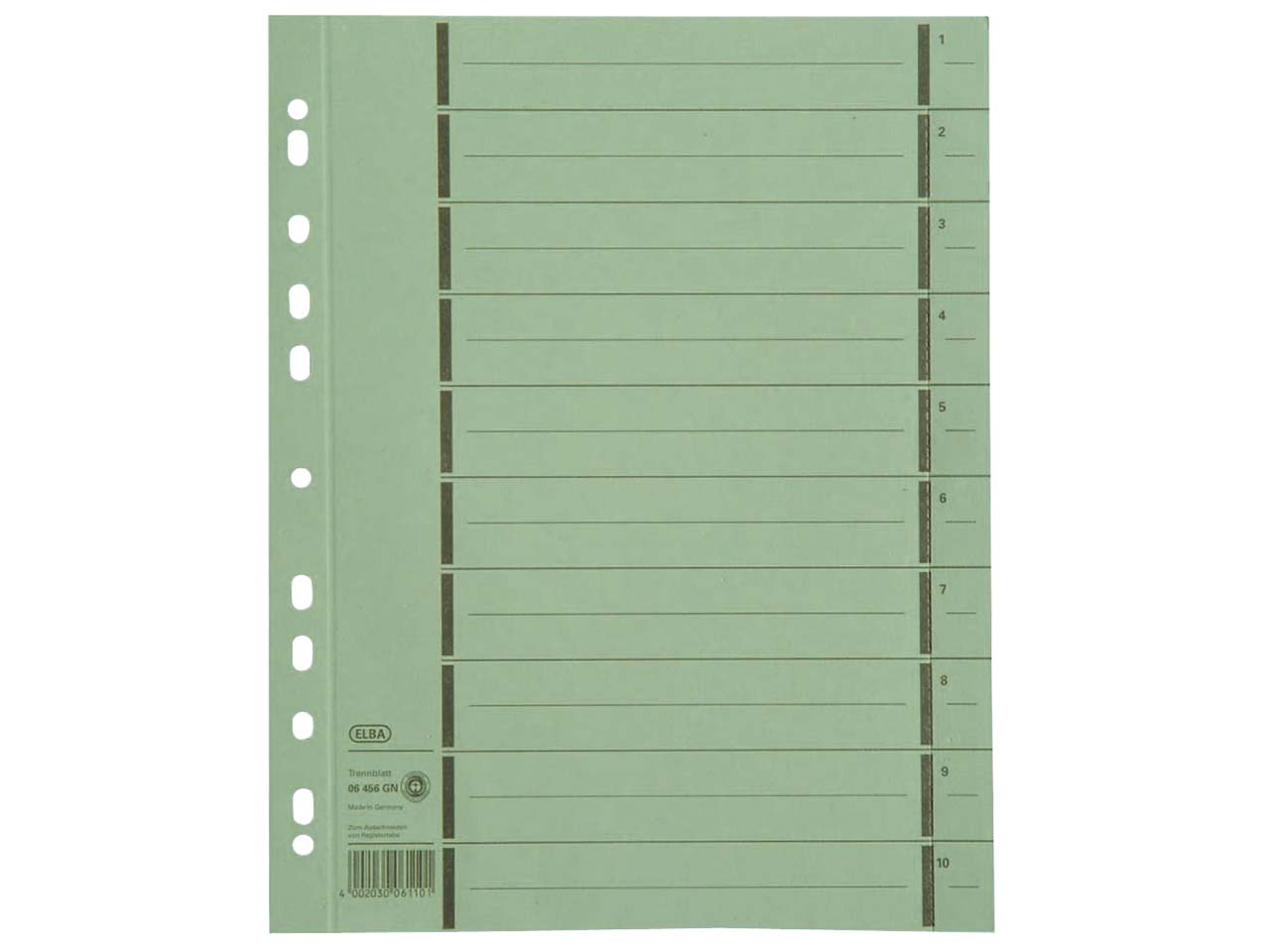 100 Elba Farbige Trennblätter perforiert grün