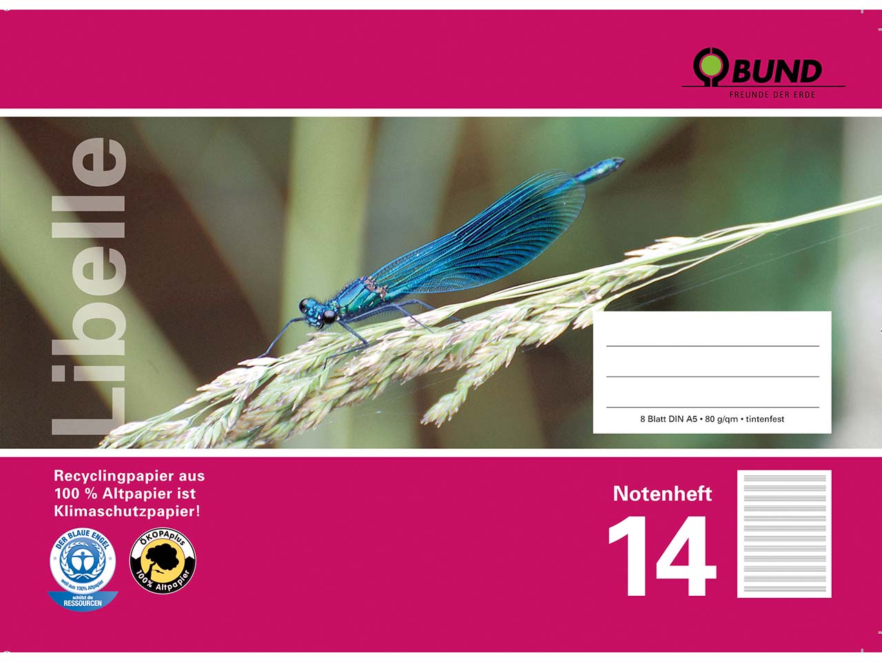 BUND Notenheft A5, Lineatur 14