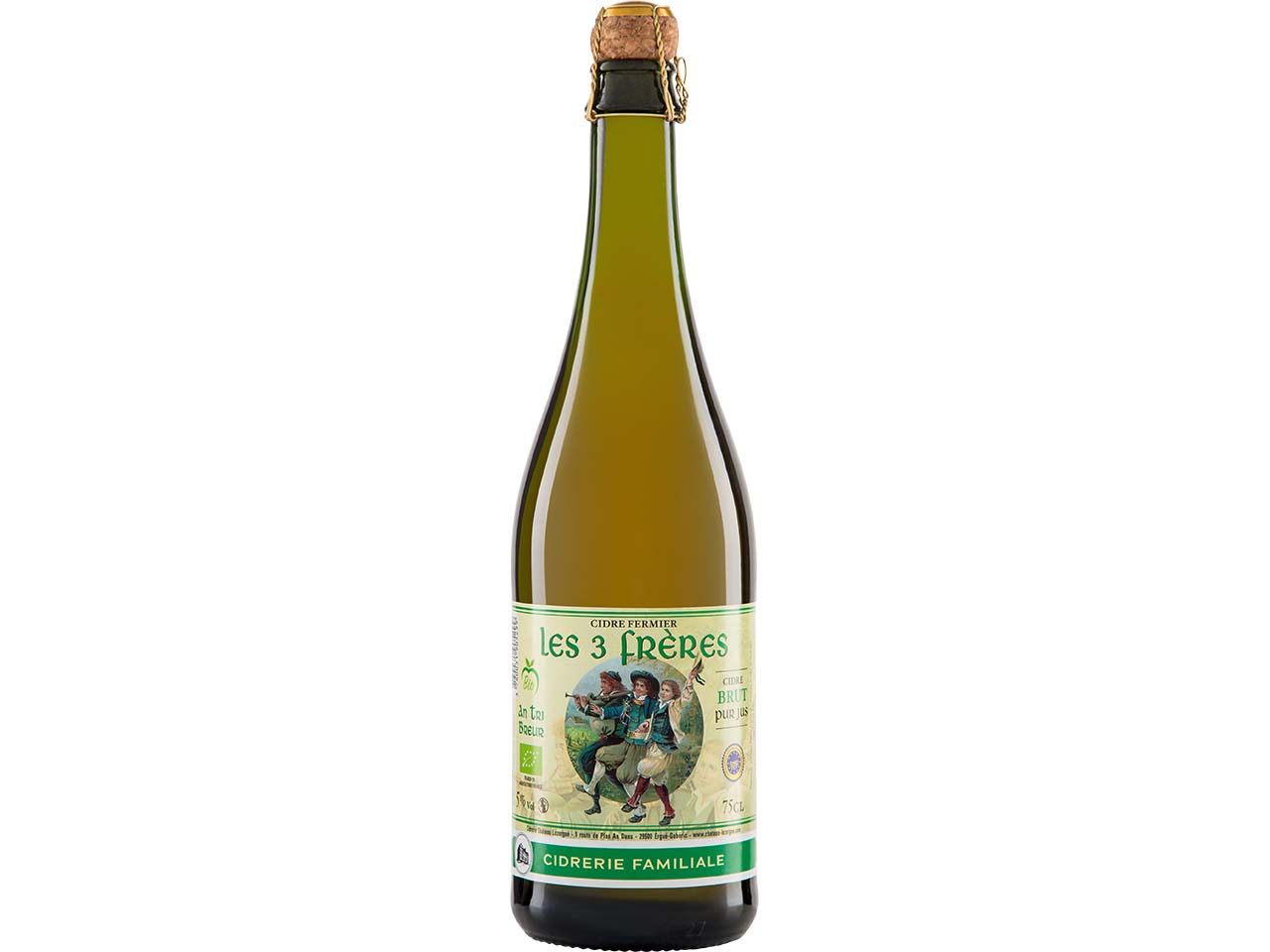Bio-Cidre LES 3 FRÈRES Cidre fermier Brut, 0,75 l
