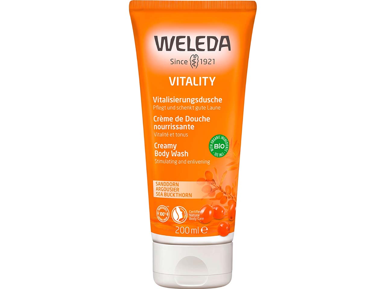 WELEDA Bio-Cremedusche "Vitalisierungsdusche", Sanddorn, 200 ml