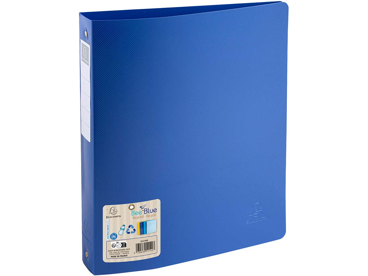 Exacompta Ringbuch "BEE BLUE" aus Recyclingkunststoff, DIN A4, 4-Ring-Mechanik, blau